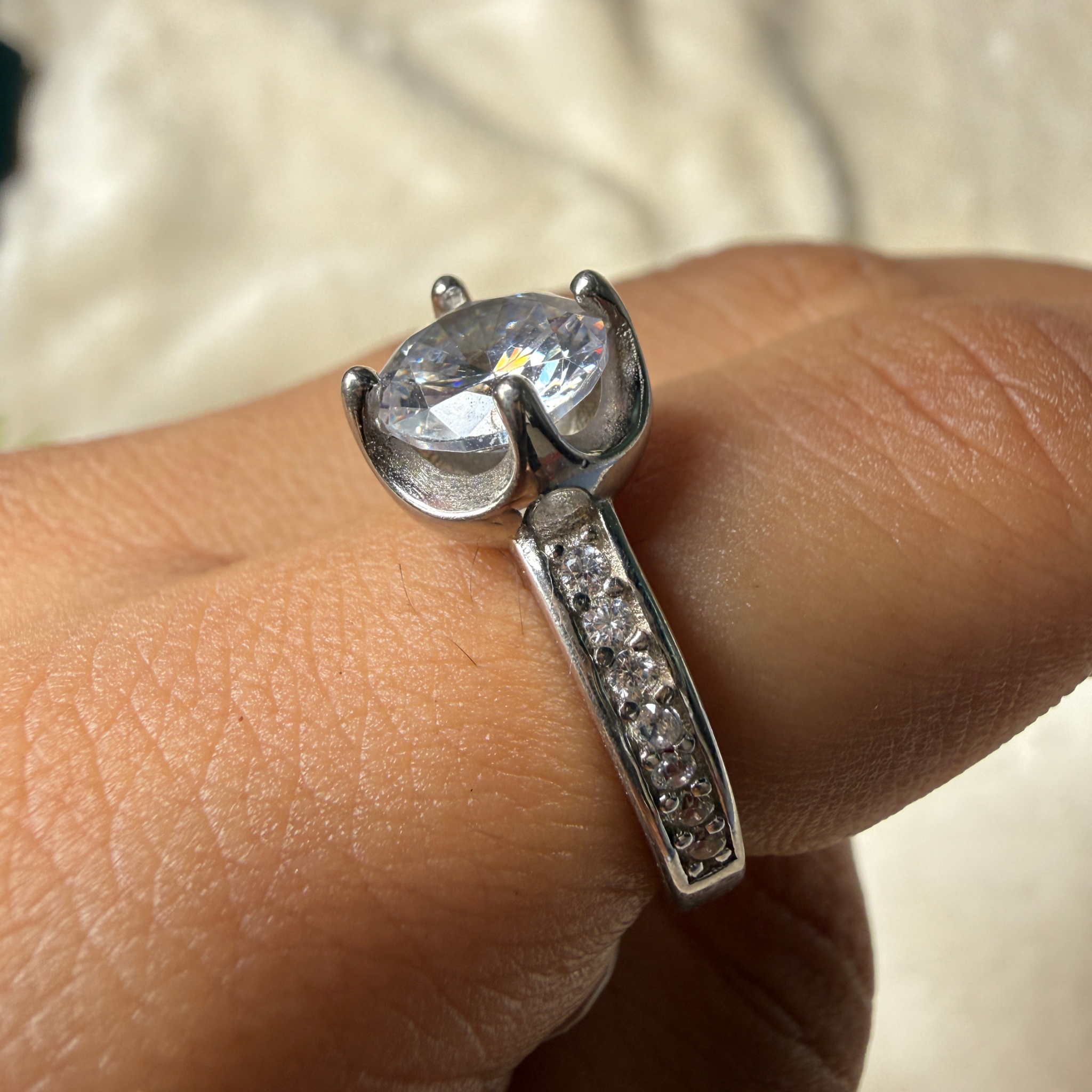 Round lab-grown diamond solitaire ring in white gold by Kiashaa Jewellery.