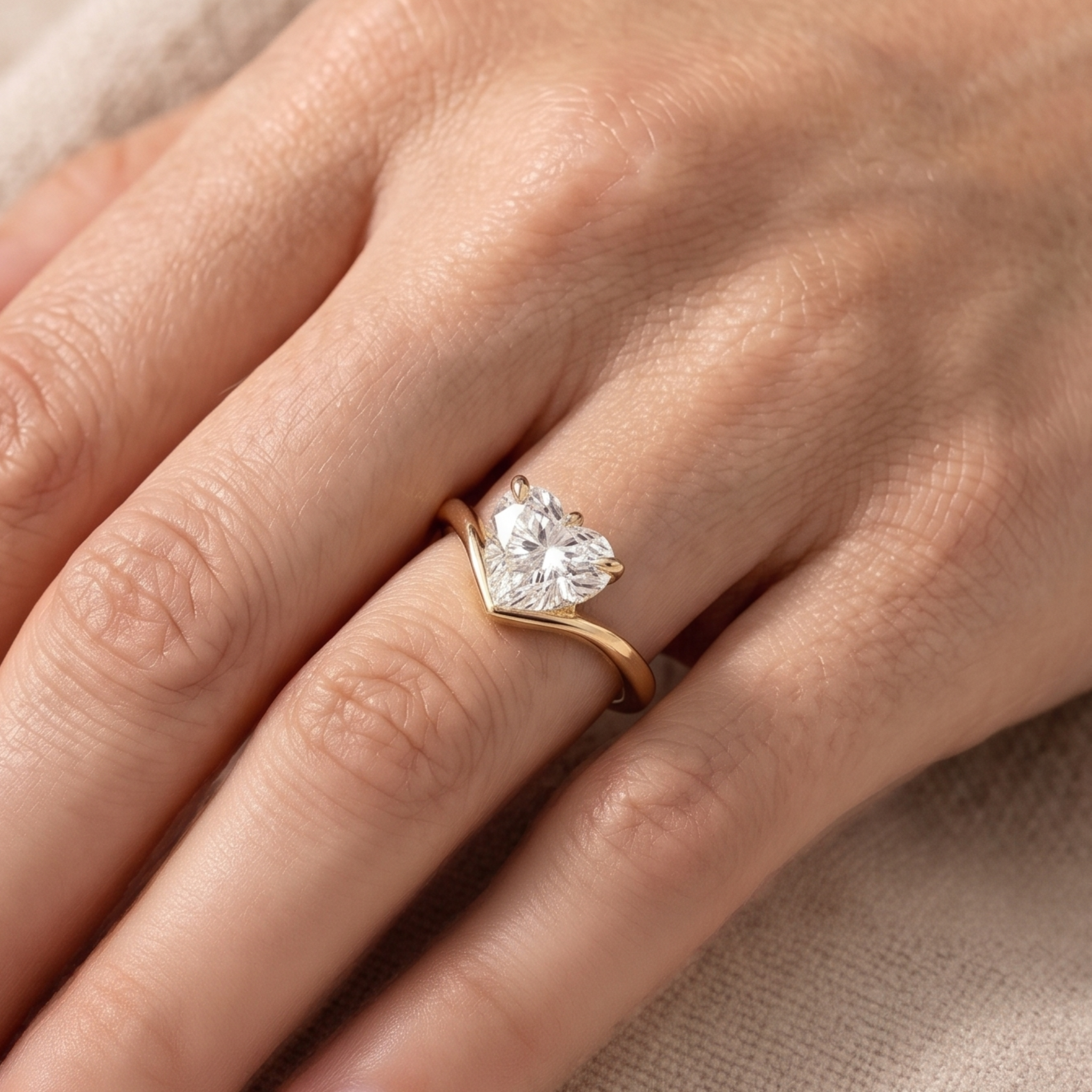 8 × 8 mm heart-cut diamond engagement ring by Kiashaa Jewellery