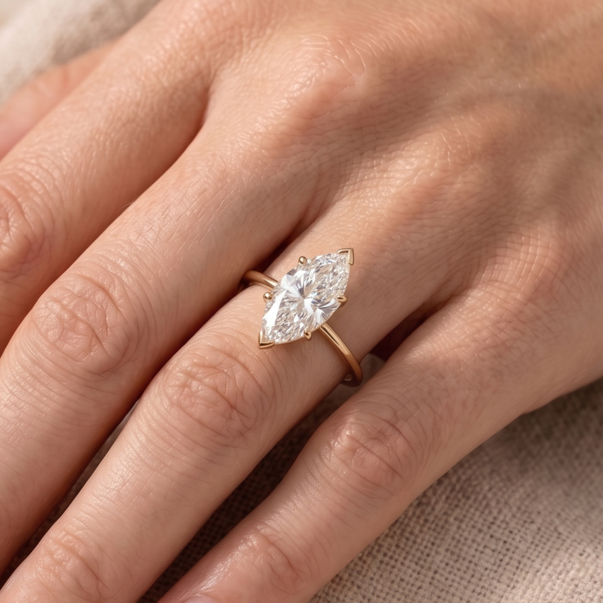 10 × 5 mm marquise-cut diamond ring by Kiashaa Jewellery