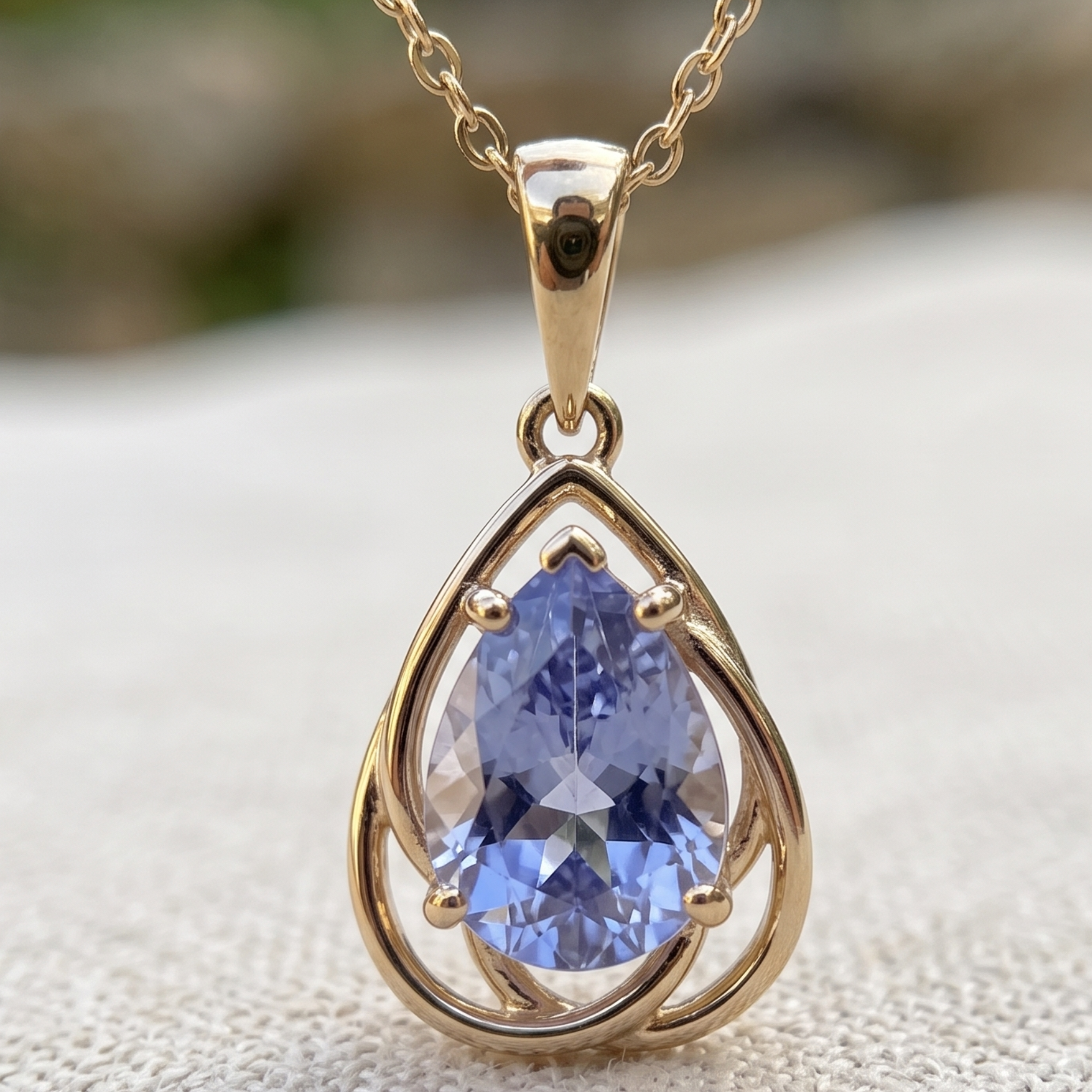 Aqua Teardrop 0.78 CT pear pendant necklace by Kiashaa Jewellery featuring a 7 × 5 mm light blue pear center stone.
