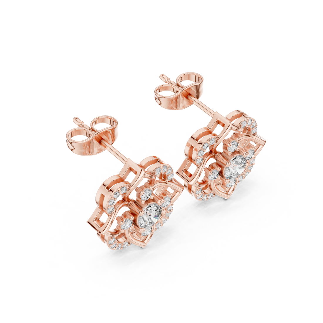 Floral Lab-Grown Diamond Stud Earrings in 14K/18K Gold