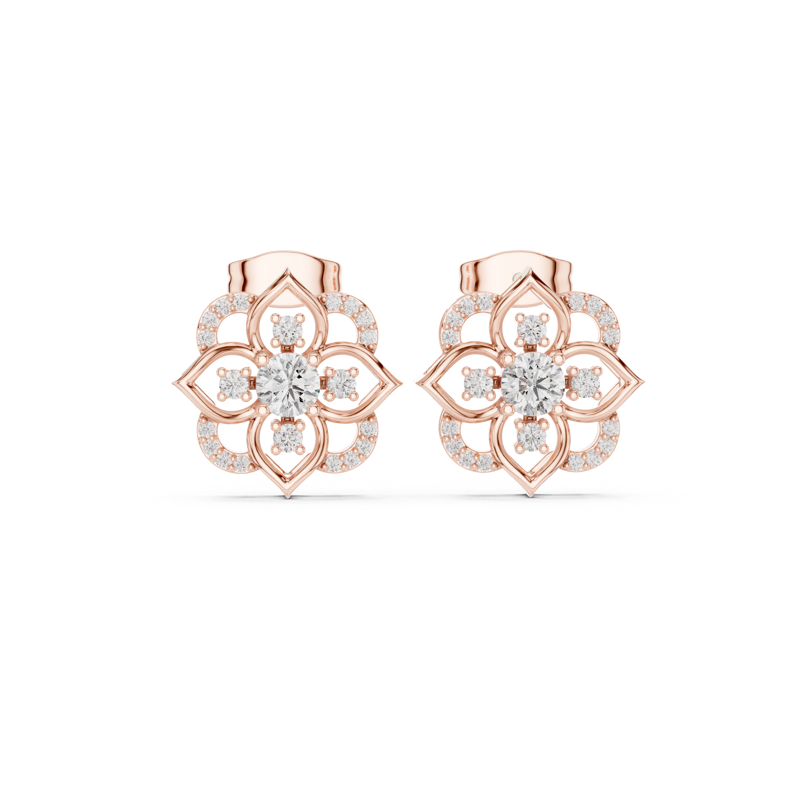 Floral Lab-Grown Diamond Stud Earrings in 14K/18K Gold