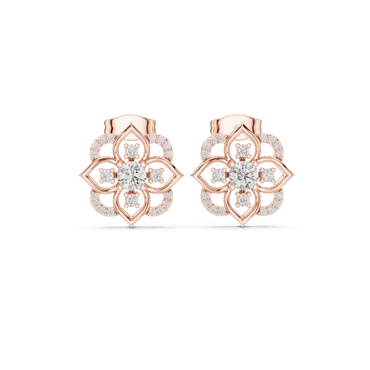 Floral Lab-Grown Diamond Stud Earrings in 14K/18K Gold