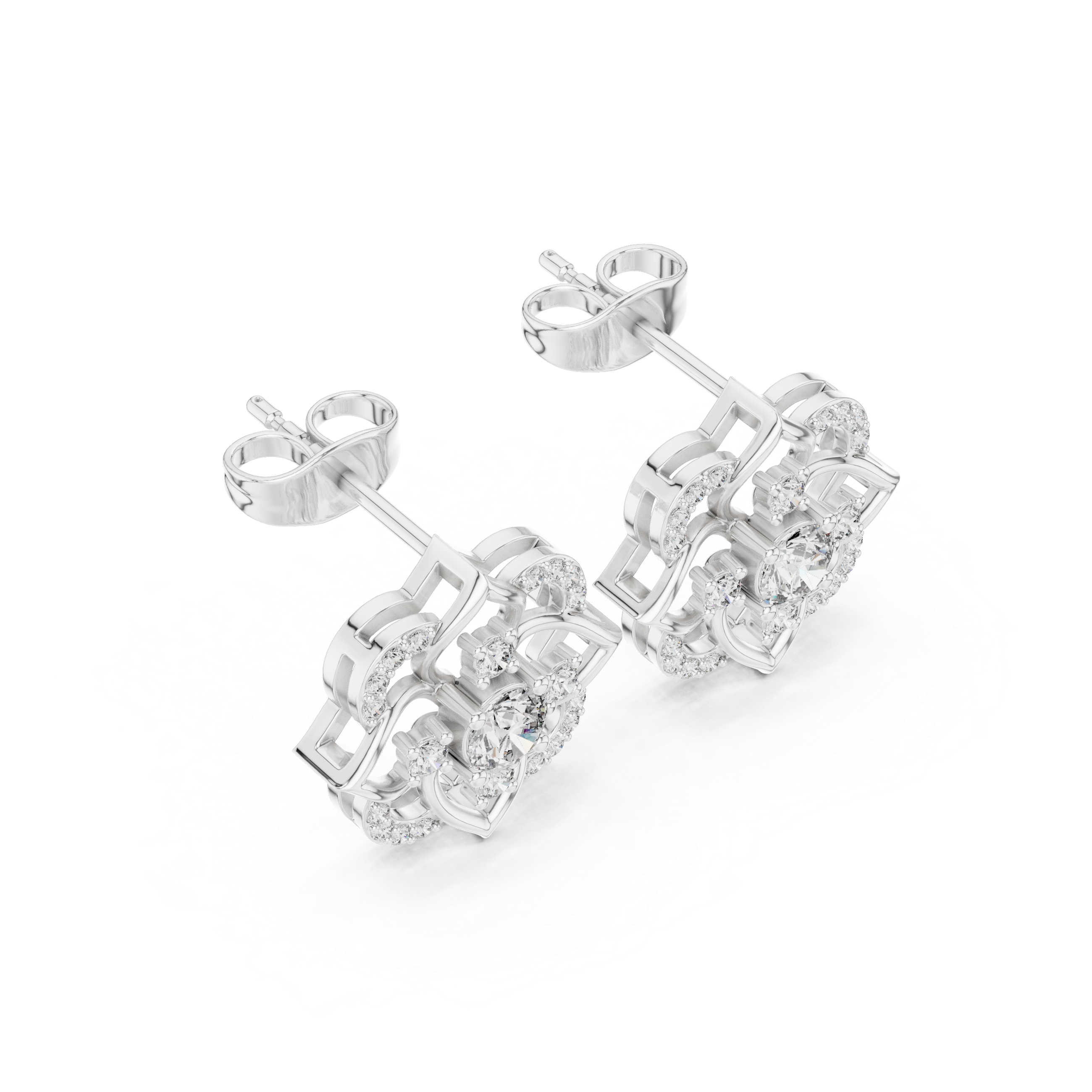 Floral Lab-Grown Diamond Stud Earrings in 14K/18K Gold