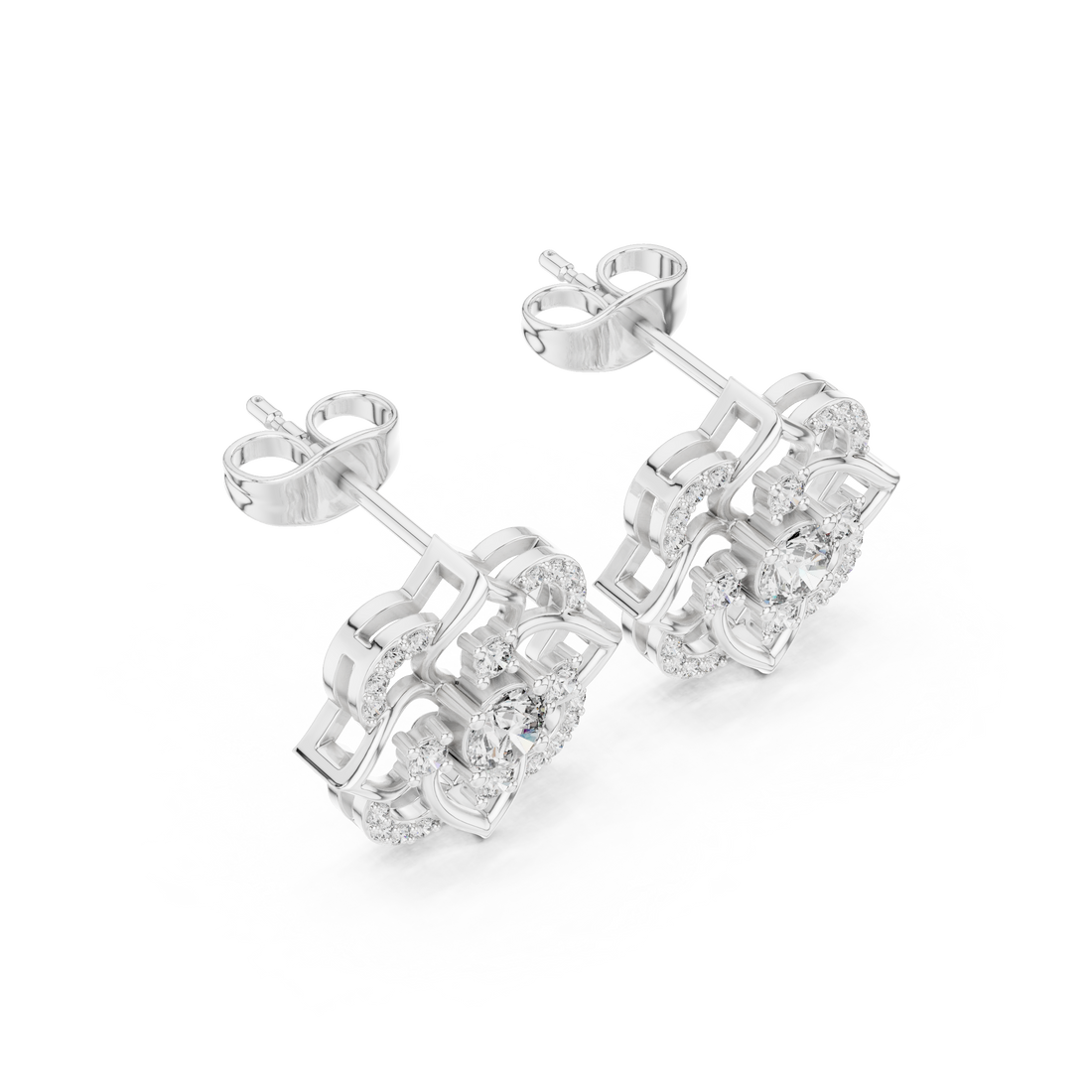 Floral Lab-Grown Diamond Stud Earrings in 14K/18K Gold