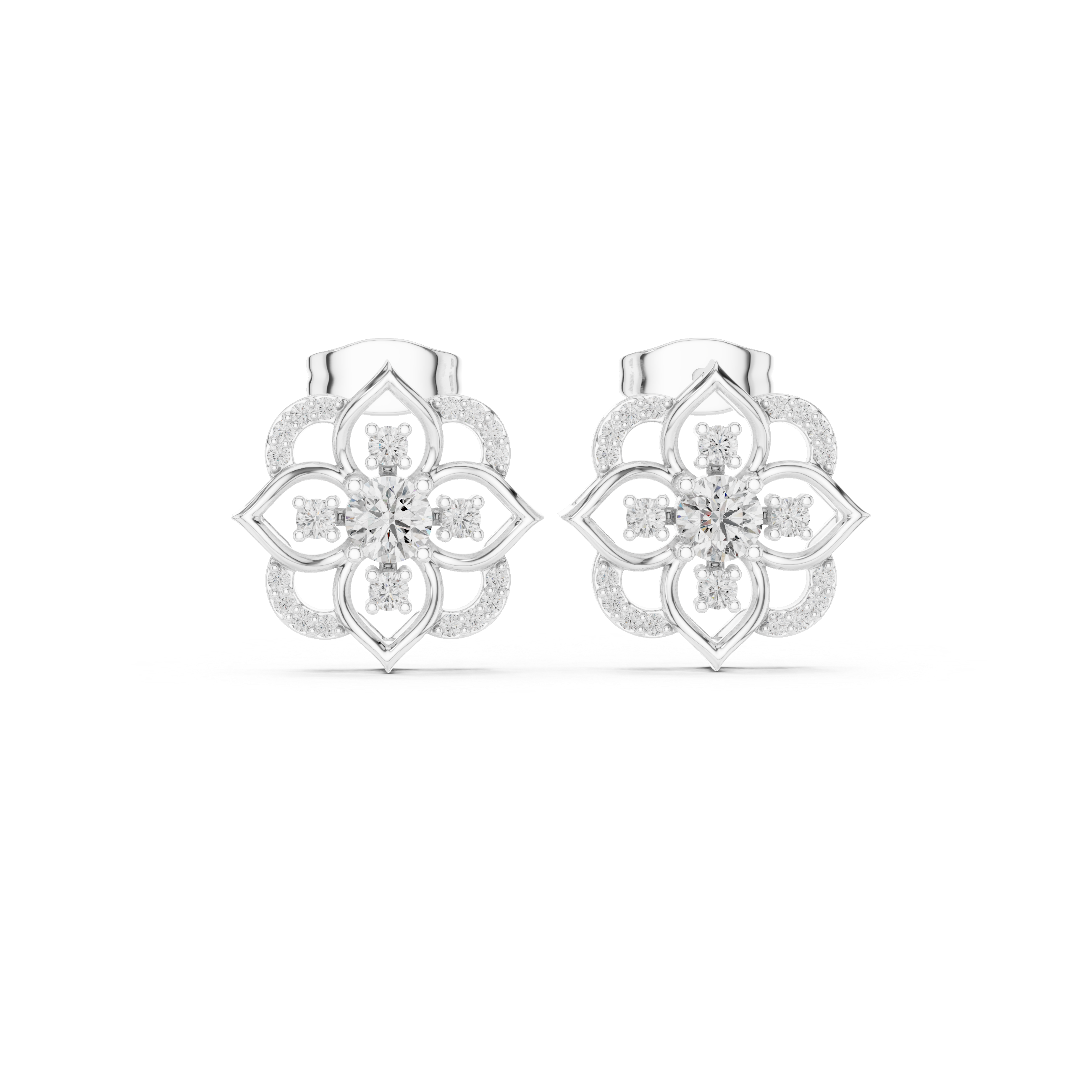 Floral Lab-Grown Diamond Stud Earrings in 14K/18K Gold