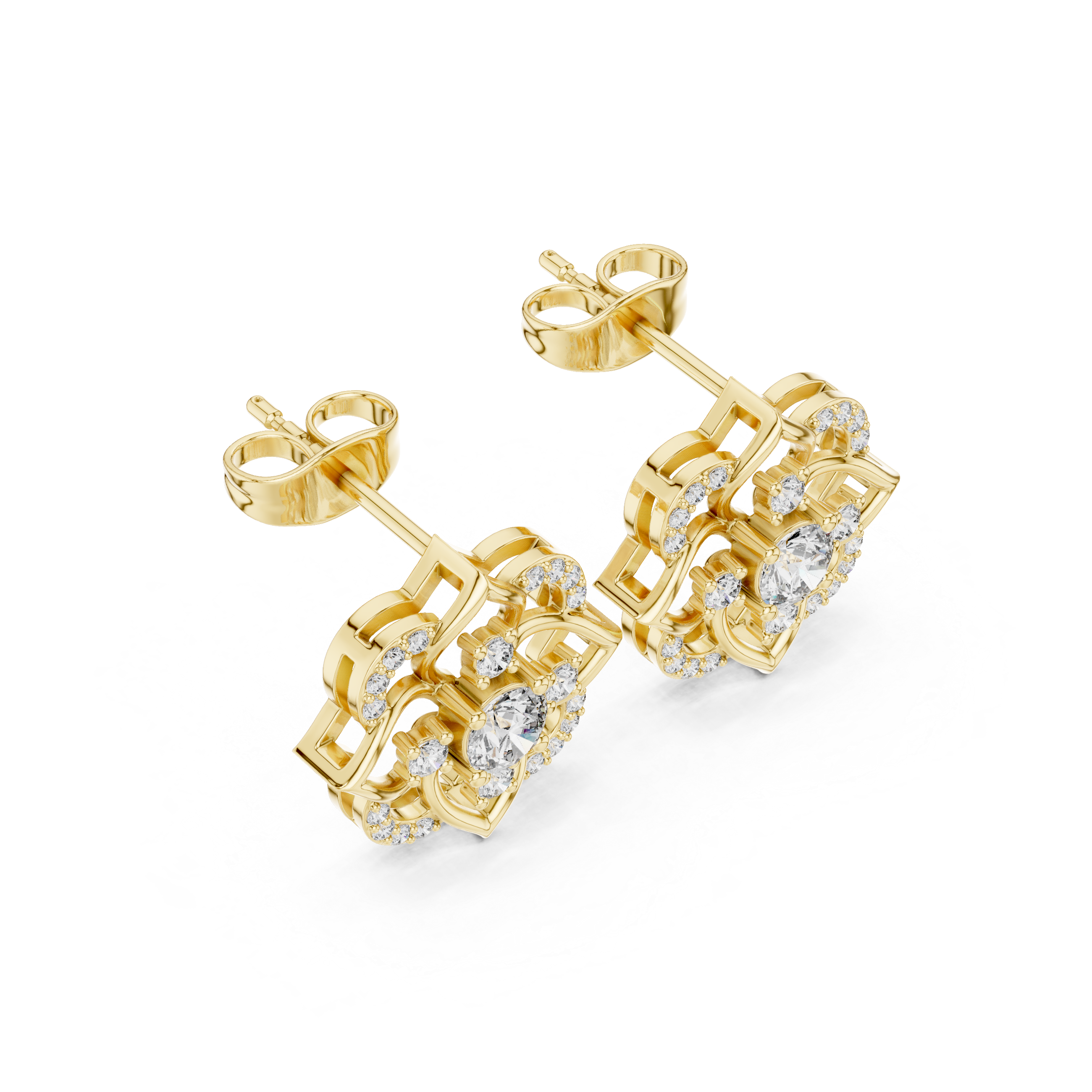 Floral Lab-Grown Diamond Stud Earrings in 14K/18K Gold