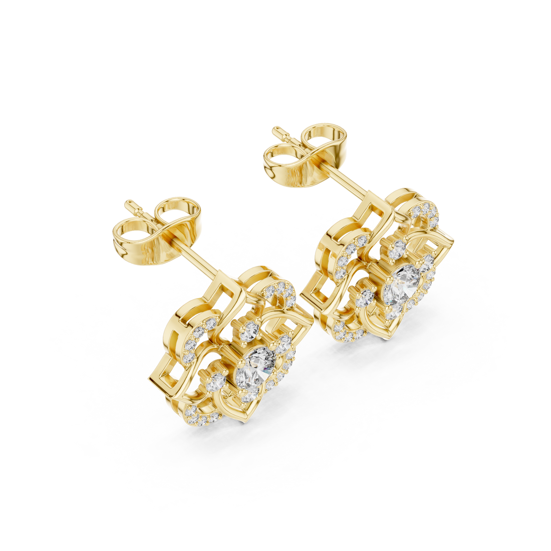 Floral Lab-Grown Diamond Stud Earrings in 14K/18K Gold