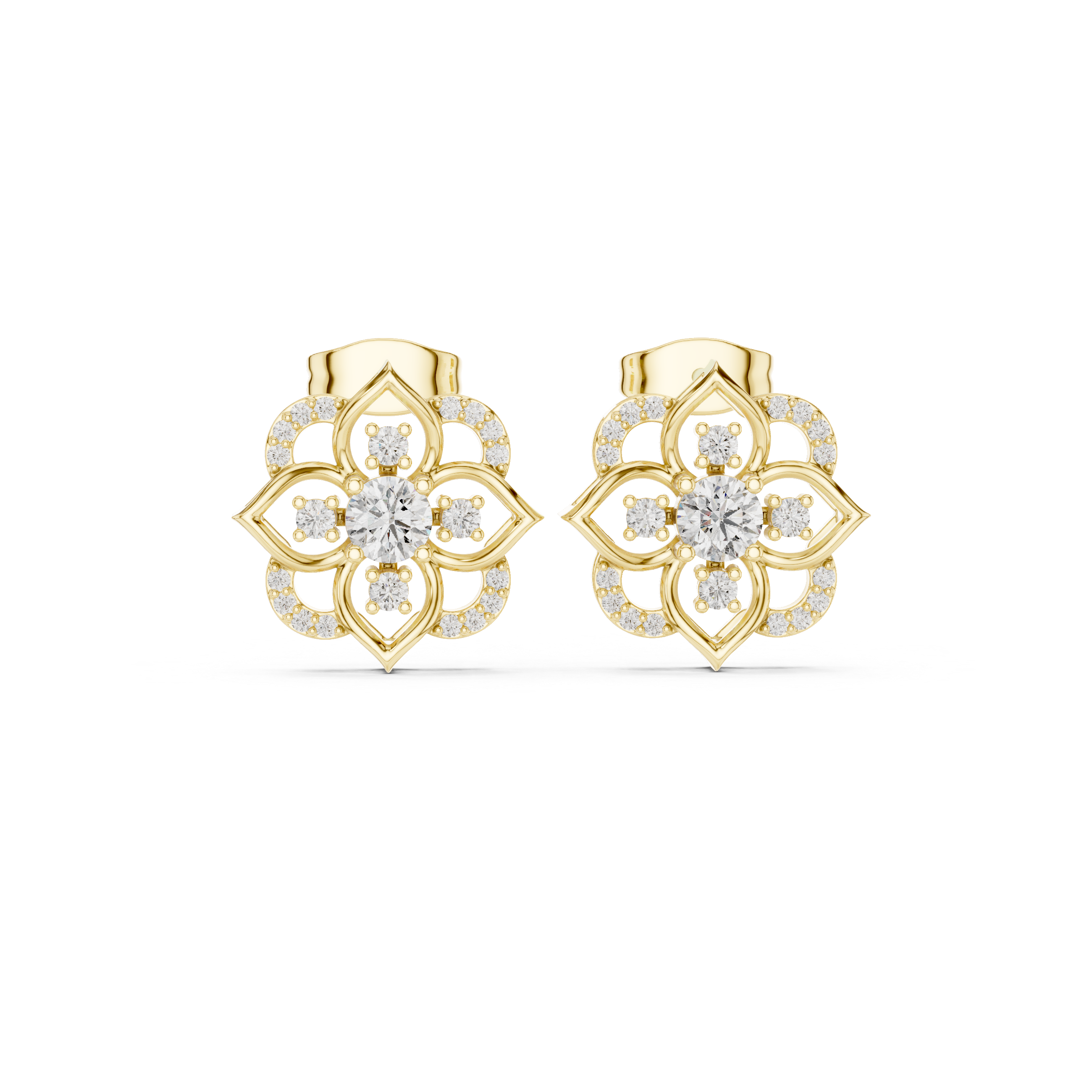 Floral Lab-Grown Diamond Stud Earrings in 14K/18K Gold