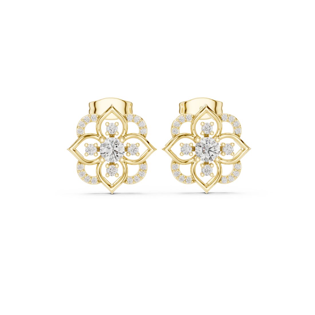 Floral Lab-Grown Diamond Stud Earrings in 14K/18K Gold
