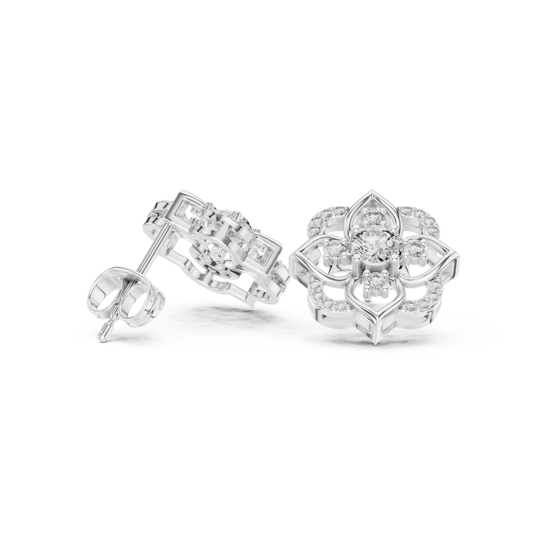 Floral Lab-Grown Diamond Stud Earrings in 14K/18K Gold