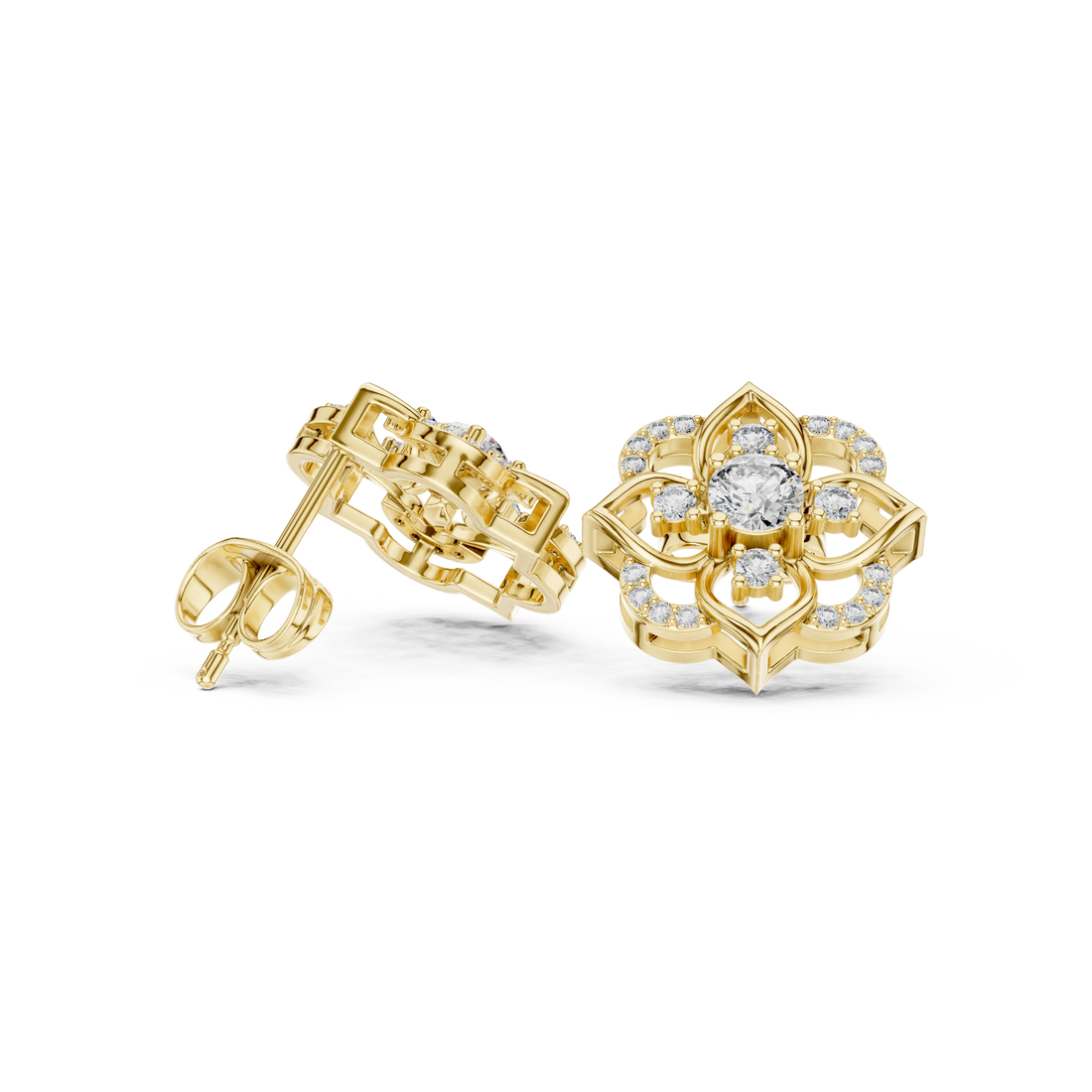 Floral Lab-Grown Diamond Stud Earrings in 14K/18K Gold