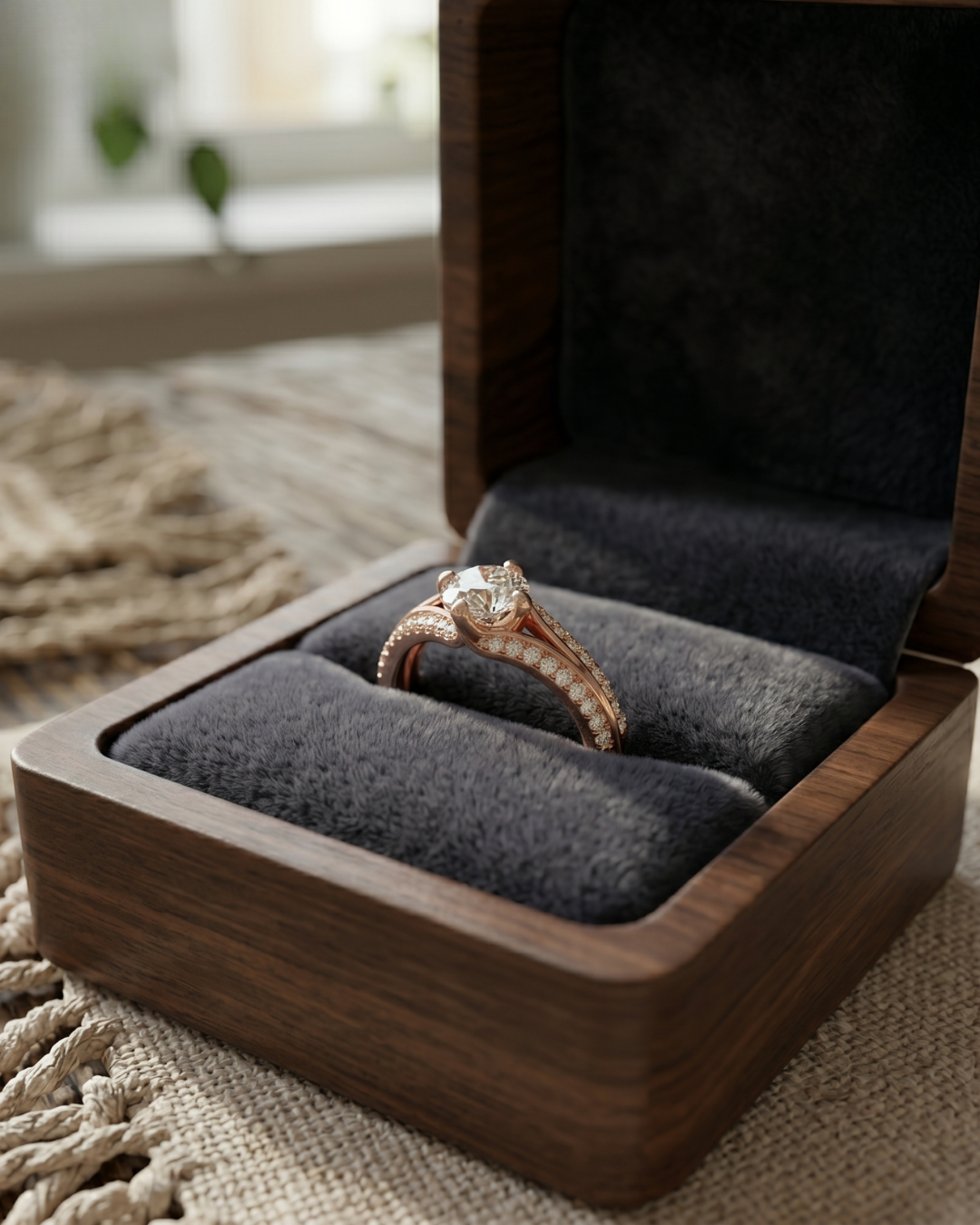 Kiashaa Jewellery 1 carat round lab-grown diamond ring in rose gold with a refined prong center setting.
