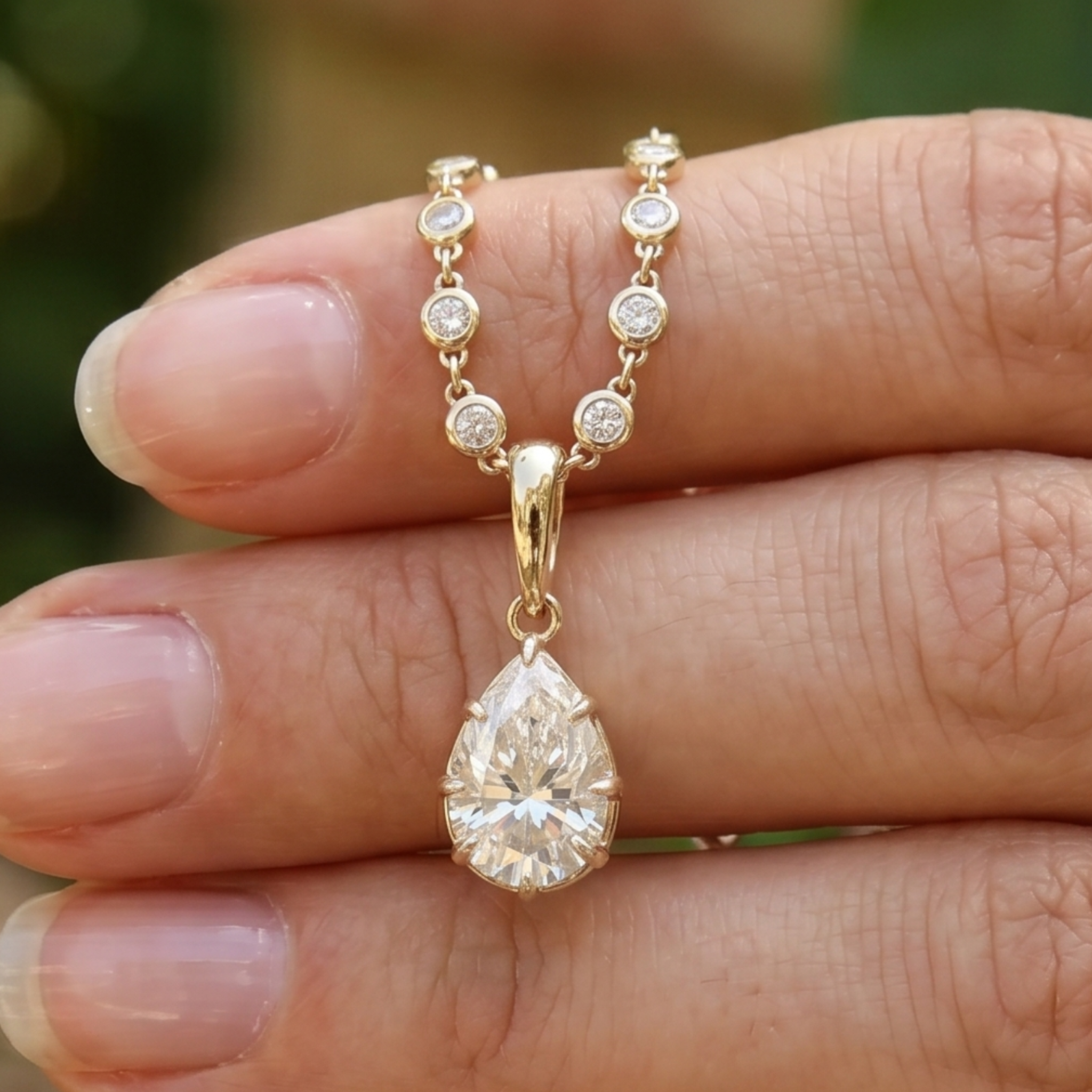 Lumière Pear 3.50 CT Diamond Drop Pendant Necklace