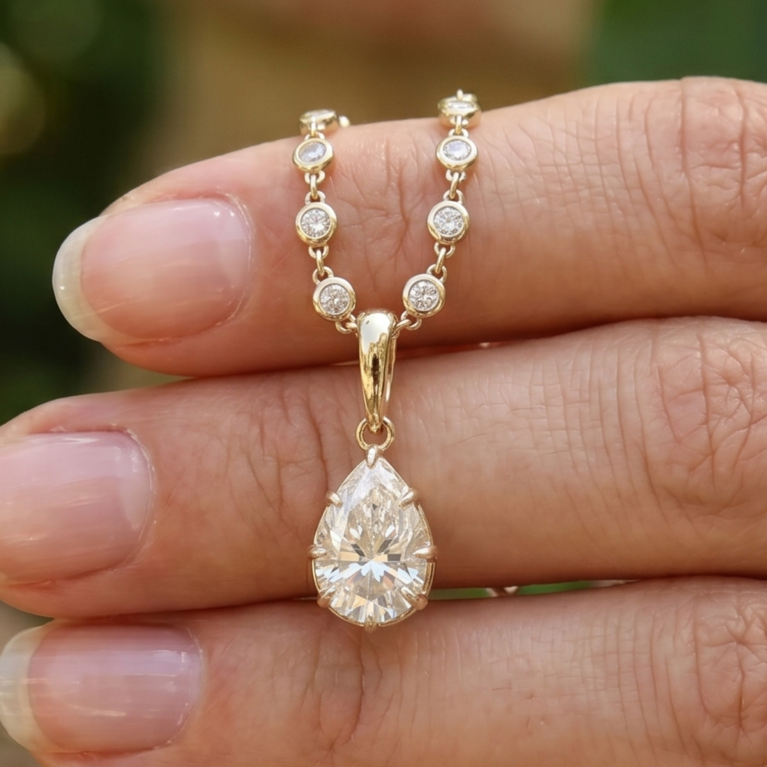 Lumière Pear 3.50 CT Diamond Drop Pendant Necklace