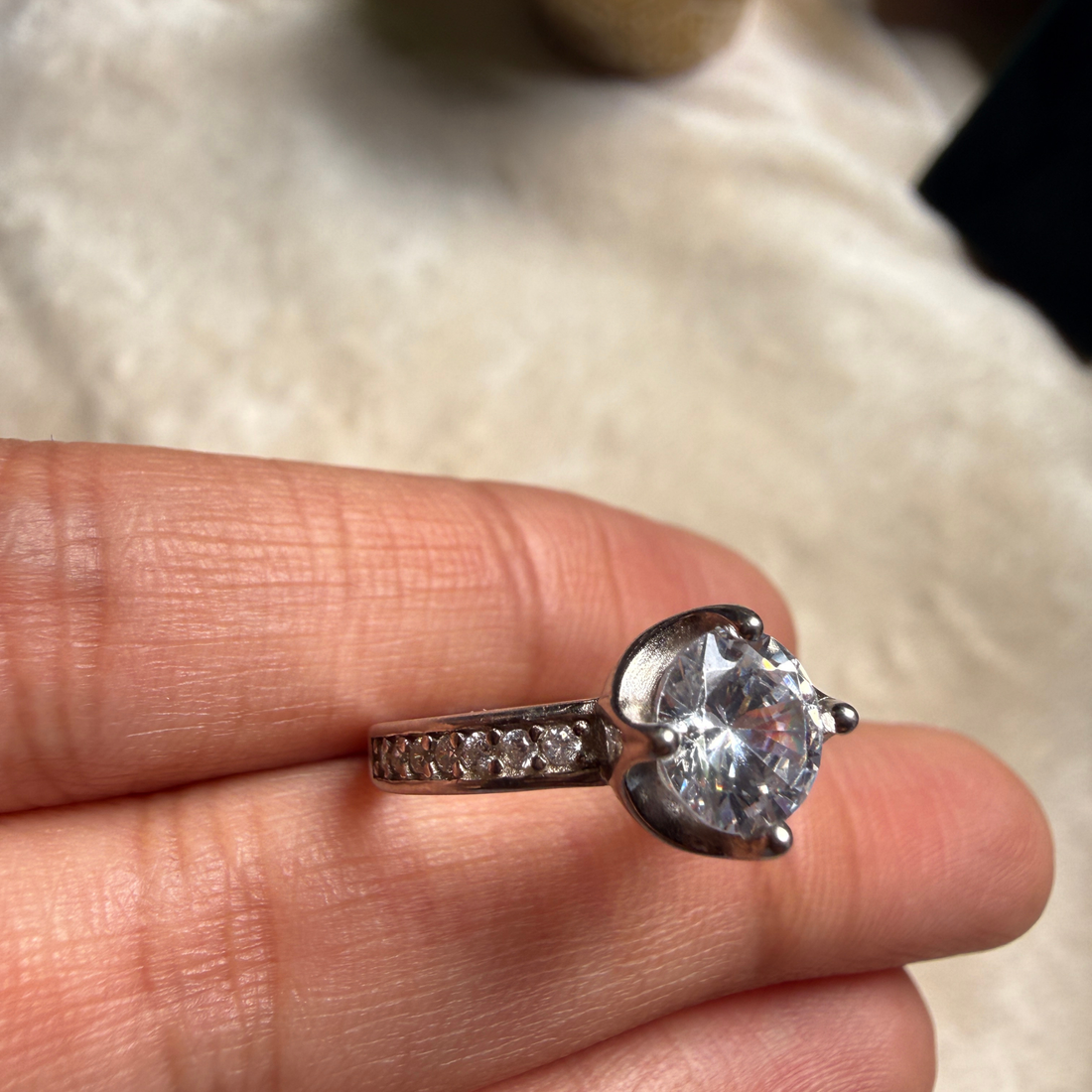Round lab-grown diamond solitaire ring in white gold by Kiashaa Jewellery.