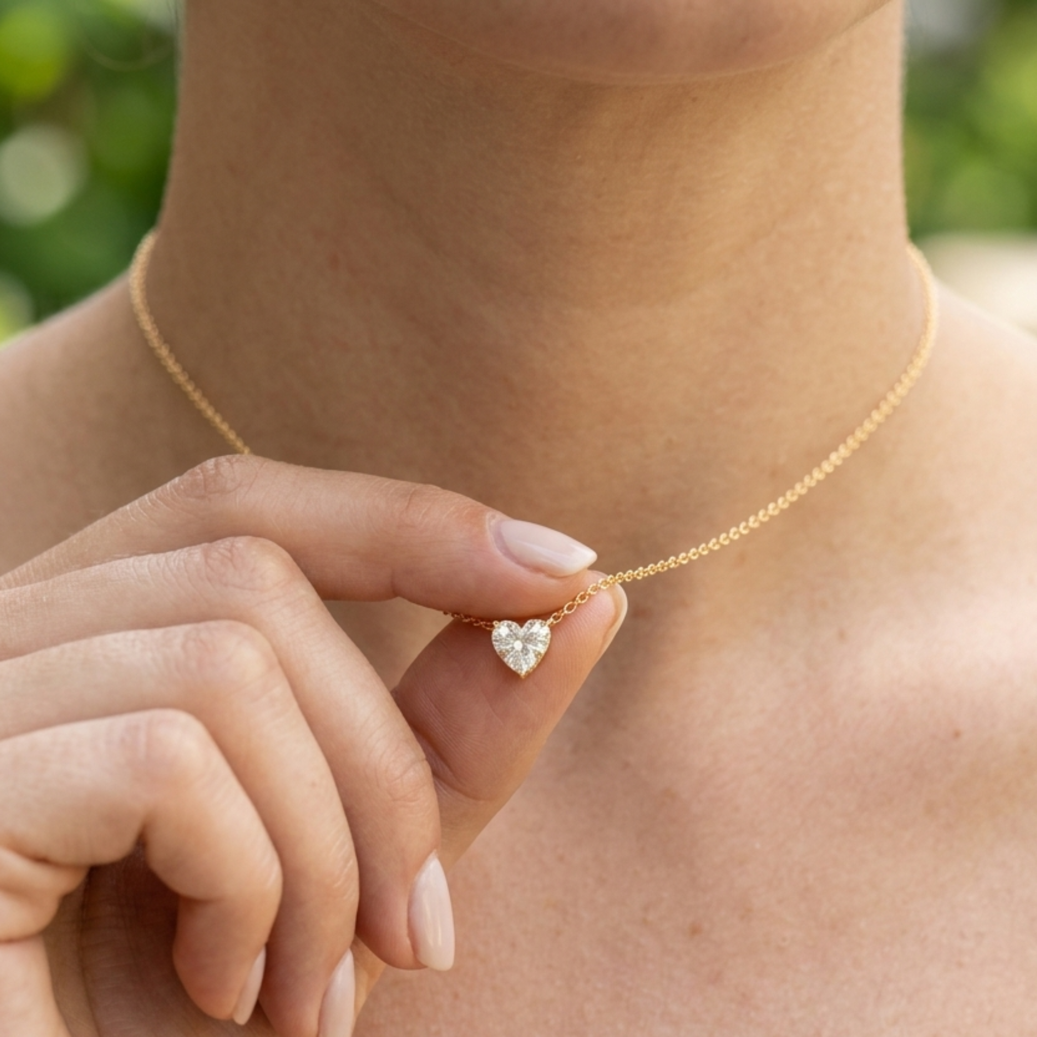 Kiashaa Jewellery 1.67 CT heart diamond solitaire necklace in polished yellow gold.
