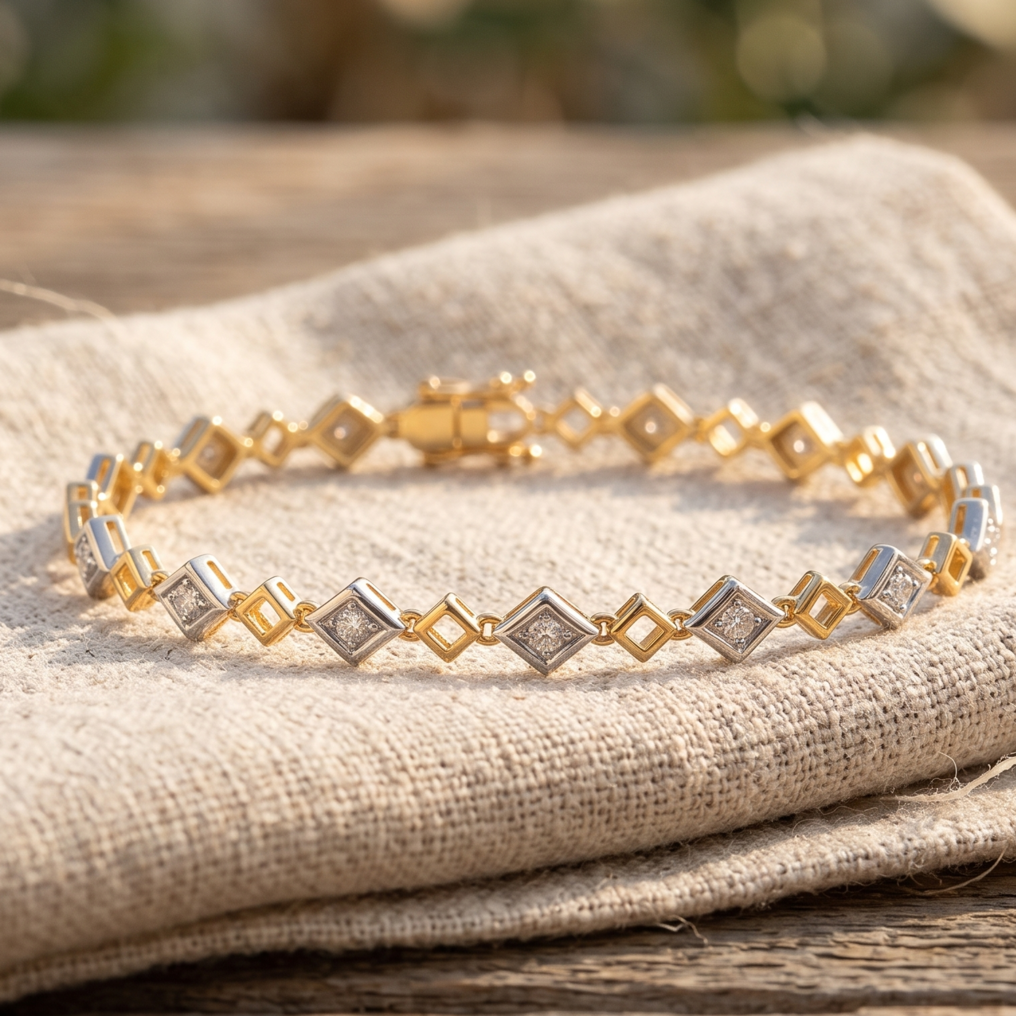 2.40 CTW Princess-Cut Lab-Grown Diamond Geometric Bracelet in 14K & 18K Gold