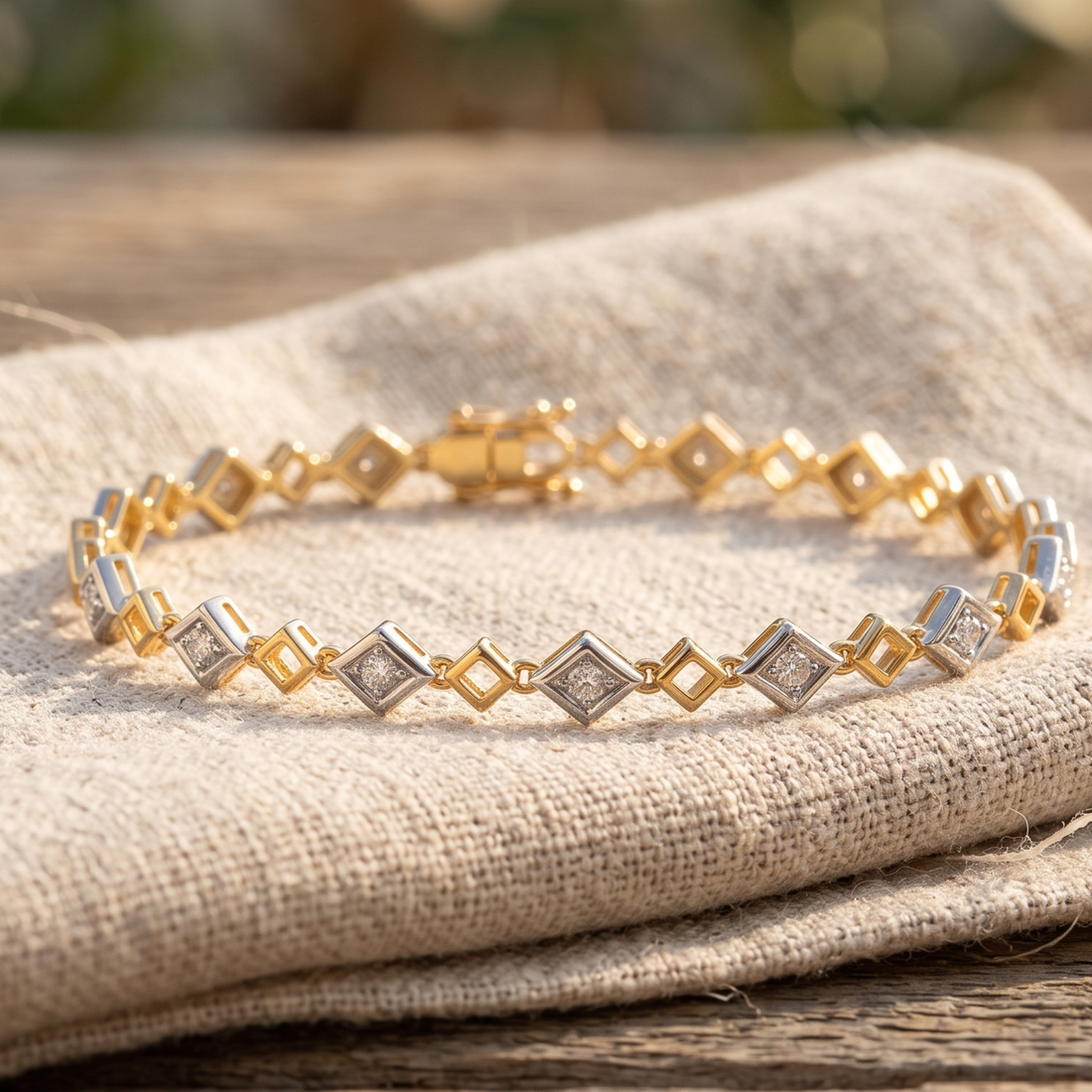 2.40 CTW Princess-Cut Lab-Grown Diamond Geometric Bracelet in 14K & 18K Gold