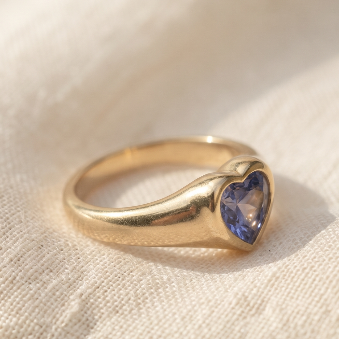 1.50 CT Heart-Cut Diamond Bezel Signet Ring in 14K & 18K Gold
