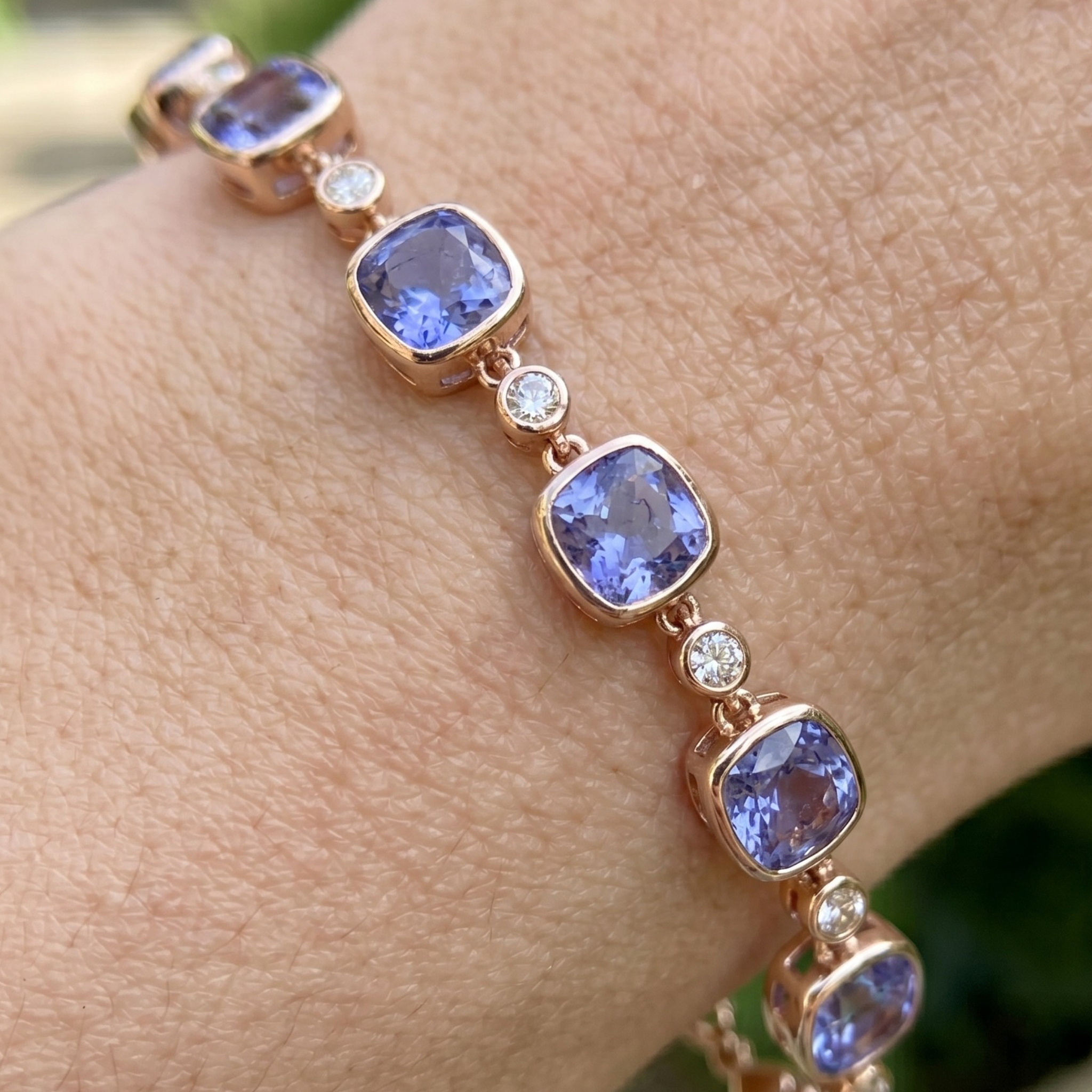4.86 CTW Blue Sapphire & Lab-Grown Diamond Tennis Bracelet