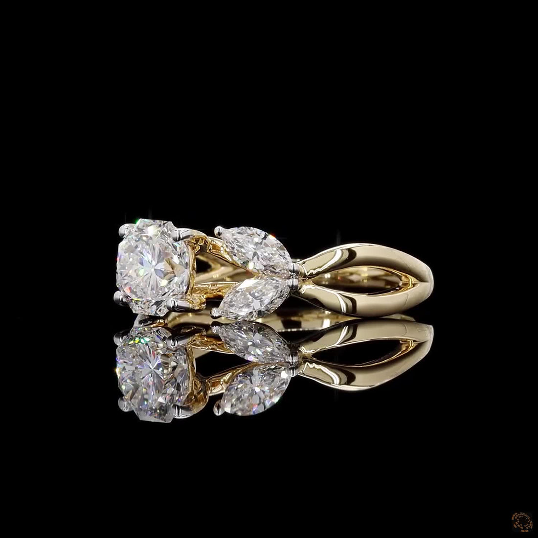 Cushion & Pear Diamond Floral Cluster Ring in 9K, 14K & 18K Gold