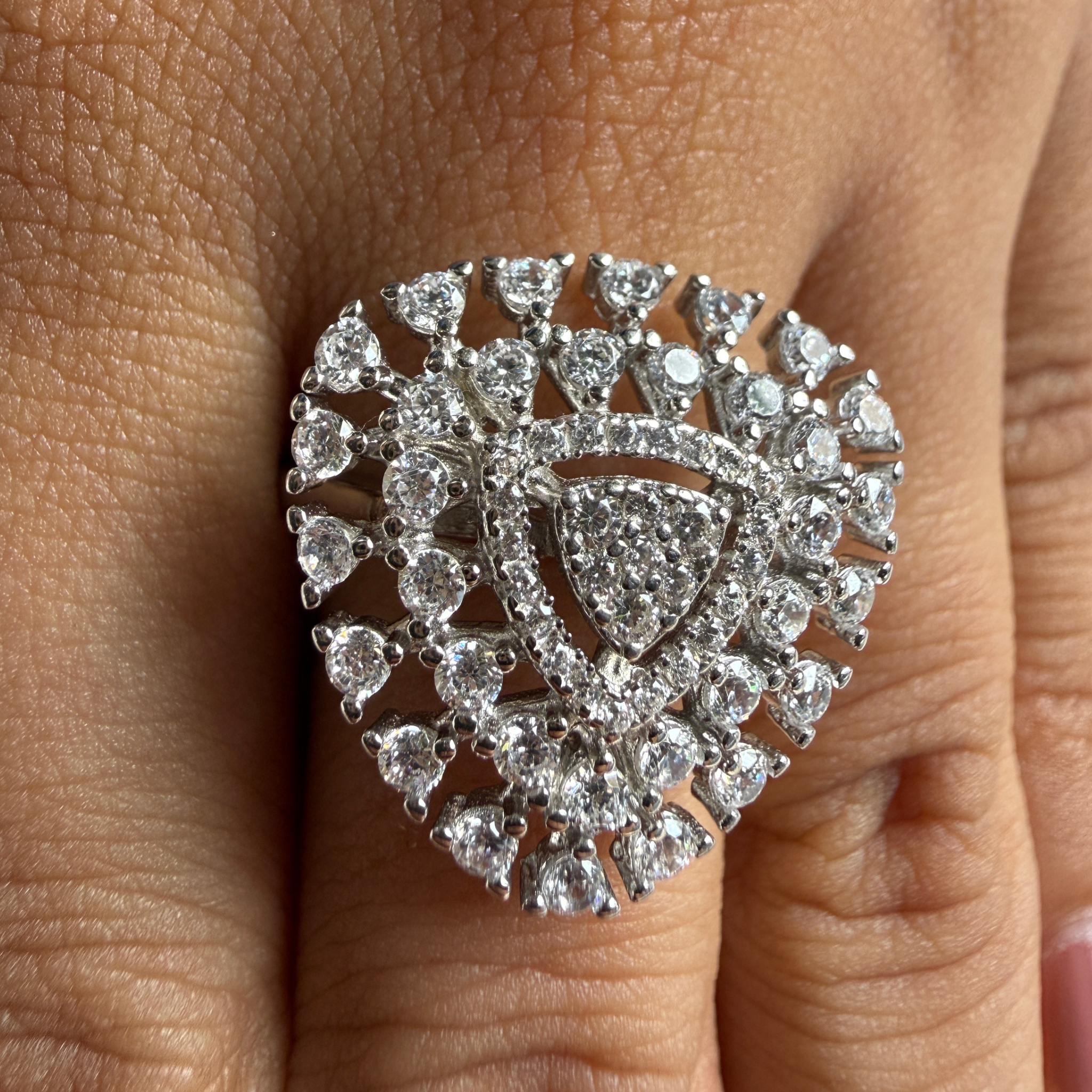 Heart-shaped lab-grown diamond statement ring in white gold by Kiashaa Jewellery.