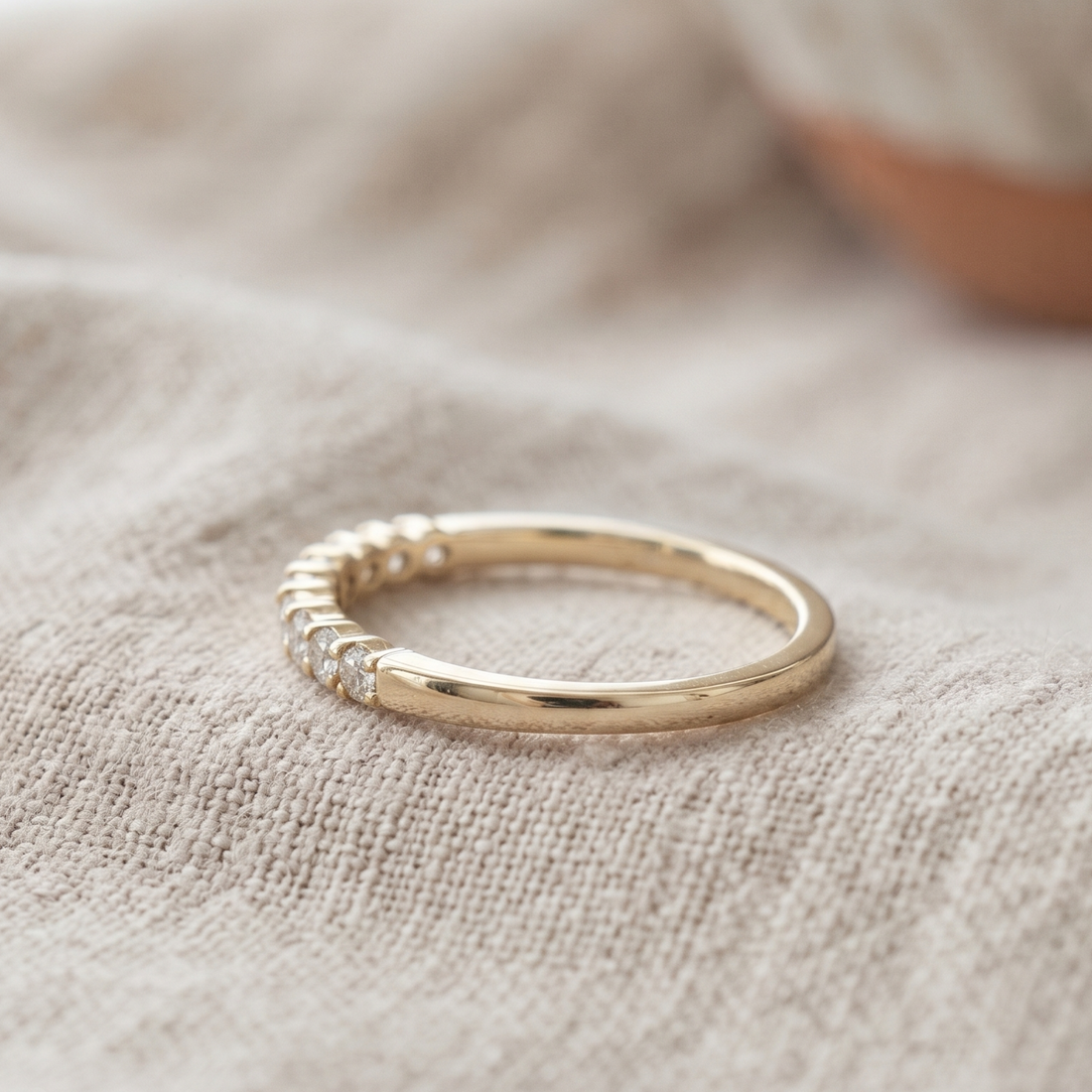 0.77 CTW Round Diamond Half-Eternity Wedding Band in 14K & 18K Gold