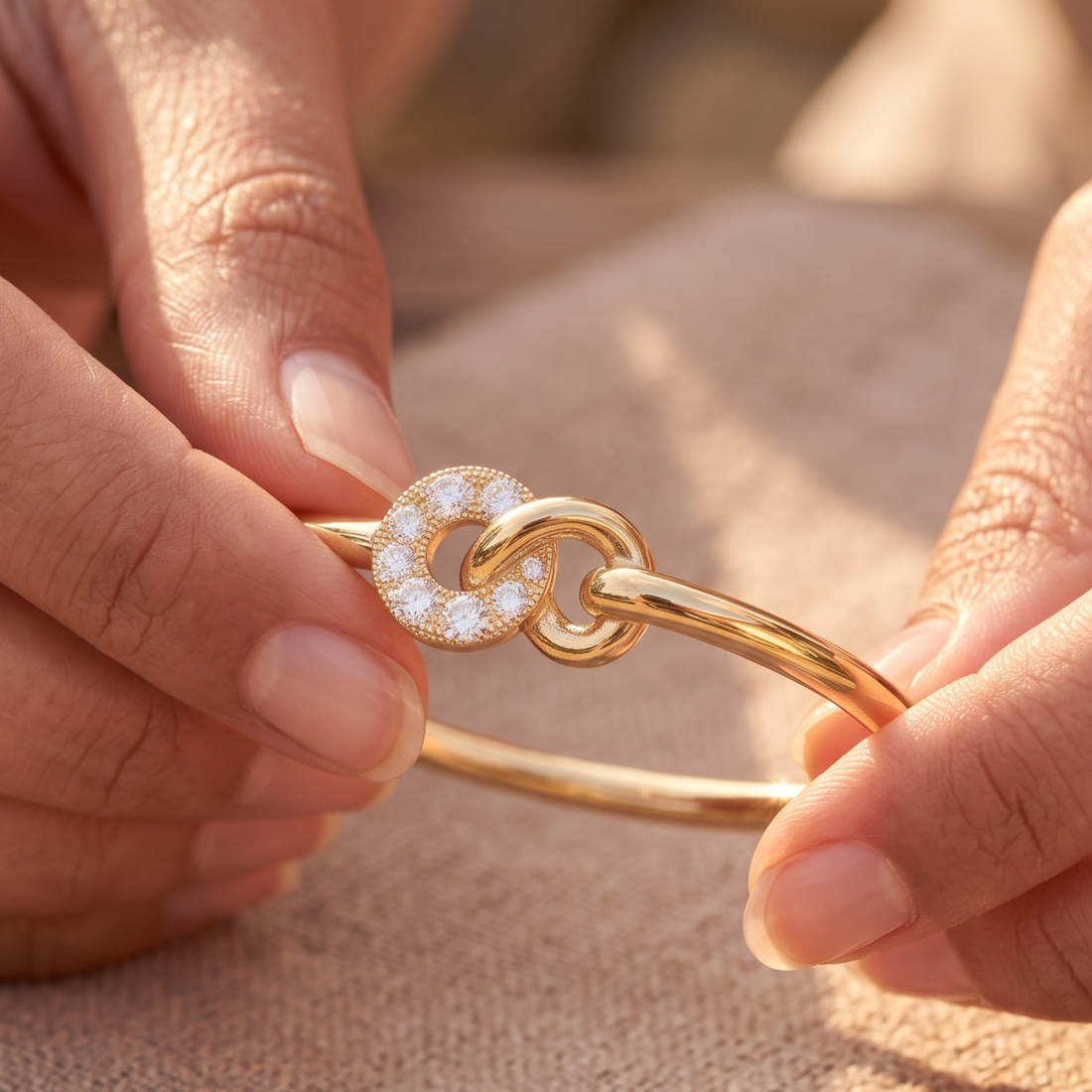 0.07 CTW Round Lab-Grown Diamond Interlocking Bangle Bracelet