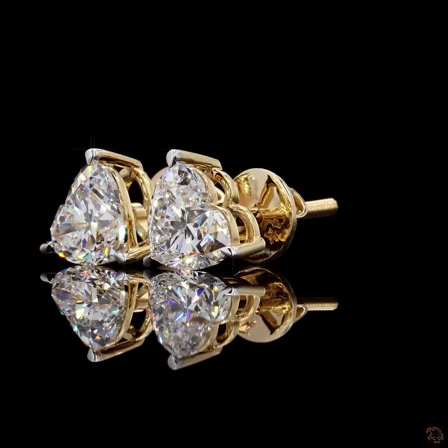 Heart-Cut Diamond Stud Earrings in 9K, 14K & 18K Gold