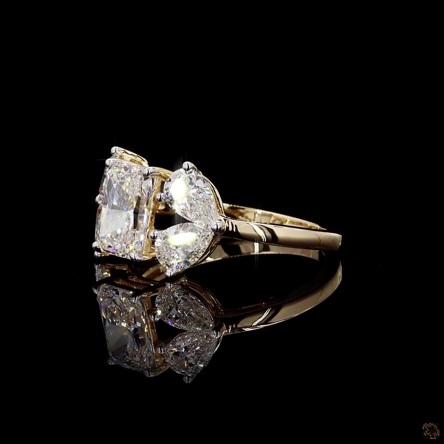 Radiant & Pear Diamond Floral Cluster Ring in 9K, 14K & 18K Gold