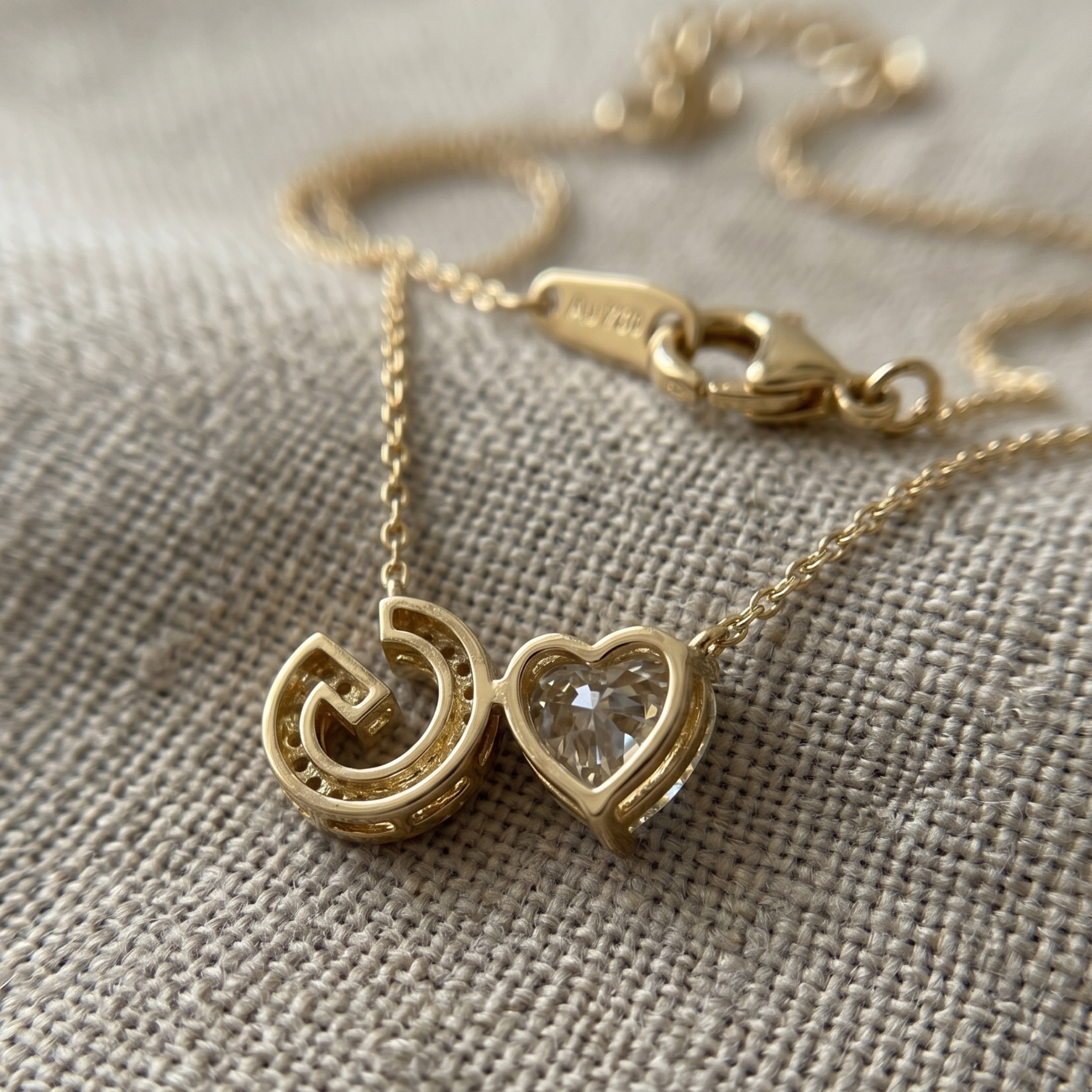 Amour Initial 1.15 CTW Heart Diamond & Custom Letter Necklace in 9K, 14K & 18K Gold