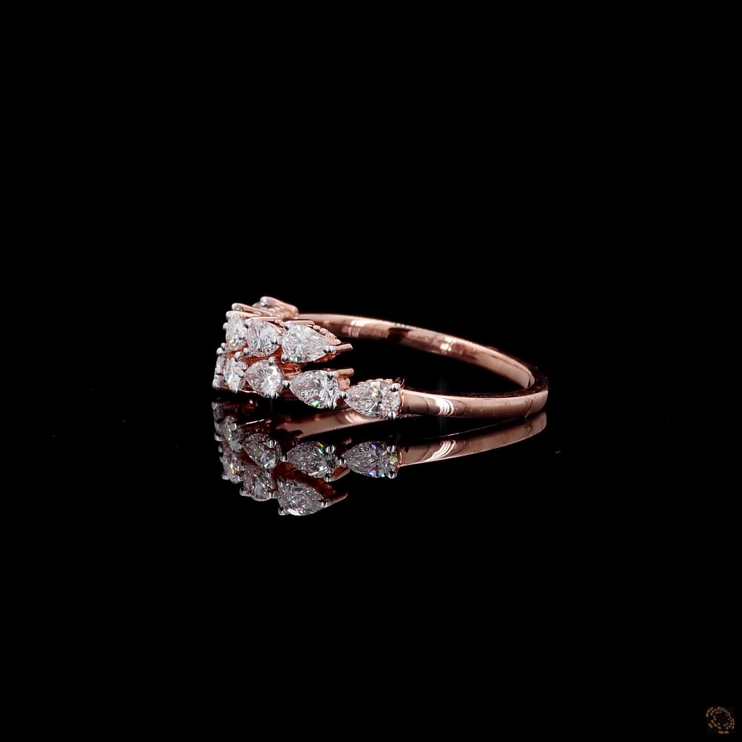 Double-Row Pear Diamond Statement Ring in 9K, 14K & 18K Gold