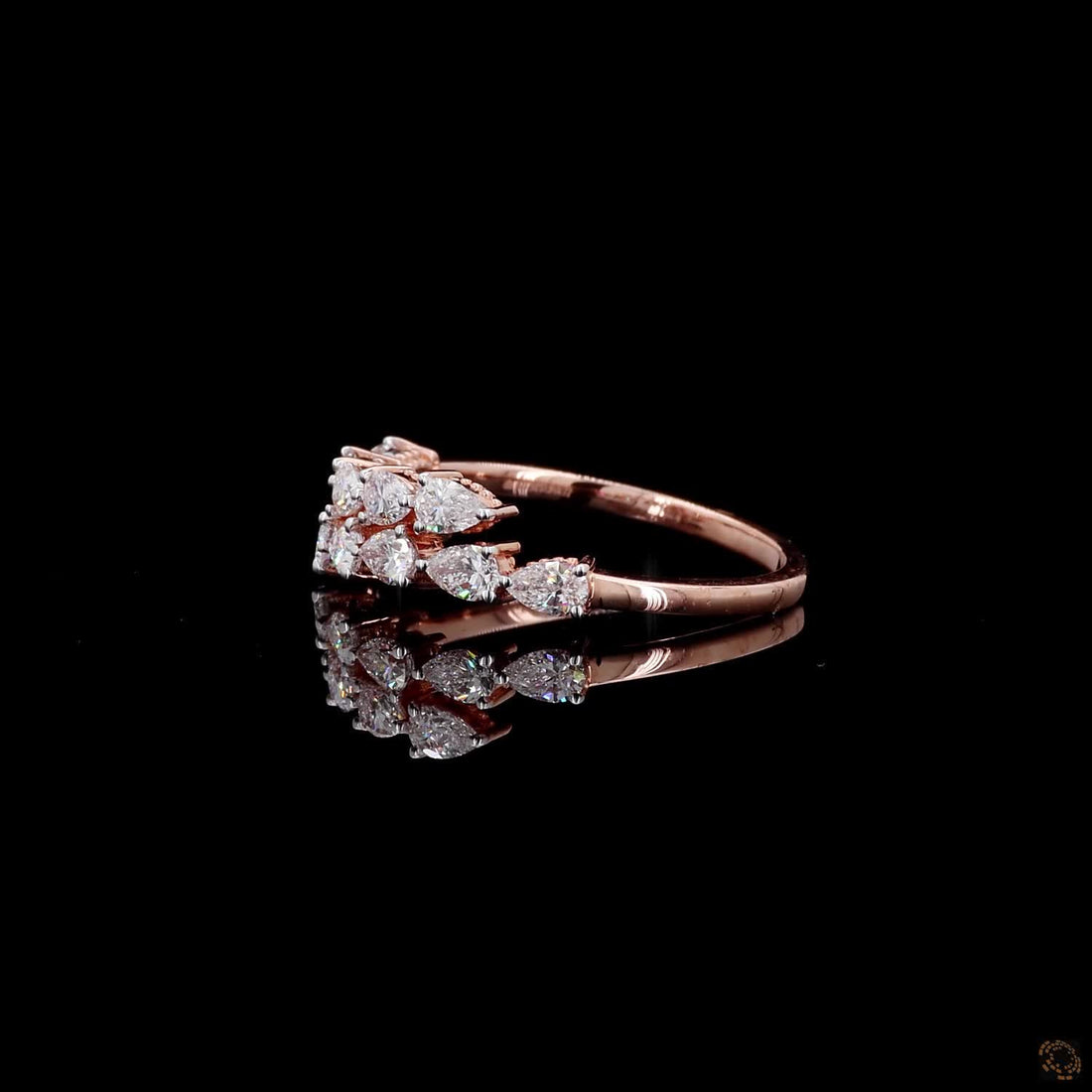 Double-Row Pear Diamond Statement Ring in 9K, 14K & 18K Gold