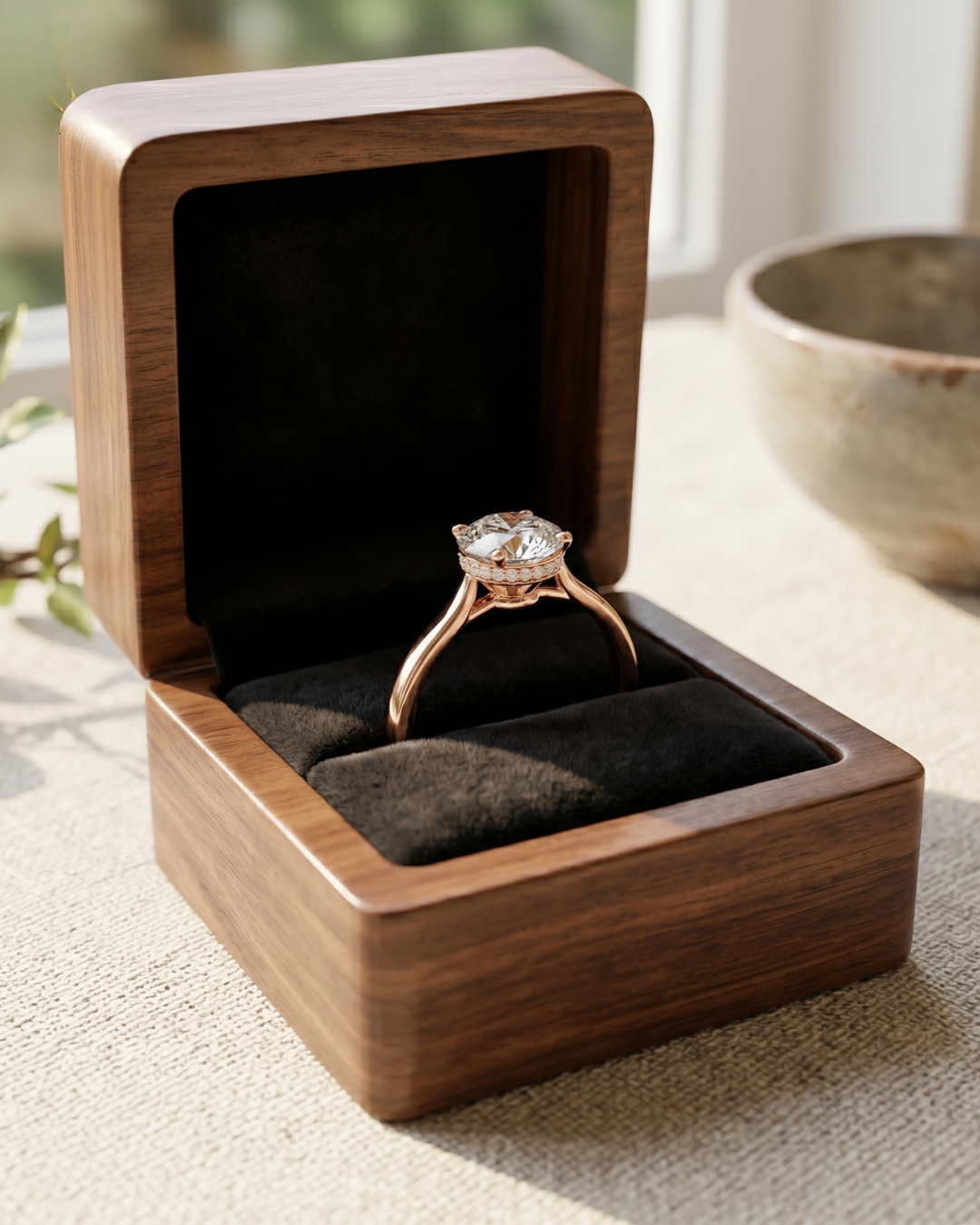 Kiashaa Jewellery 1.236 CT round lab-grown diamond ring in rose gold with an elegant four-prong center setting.
