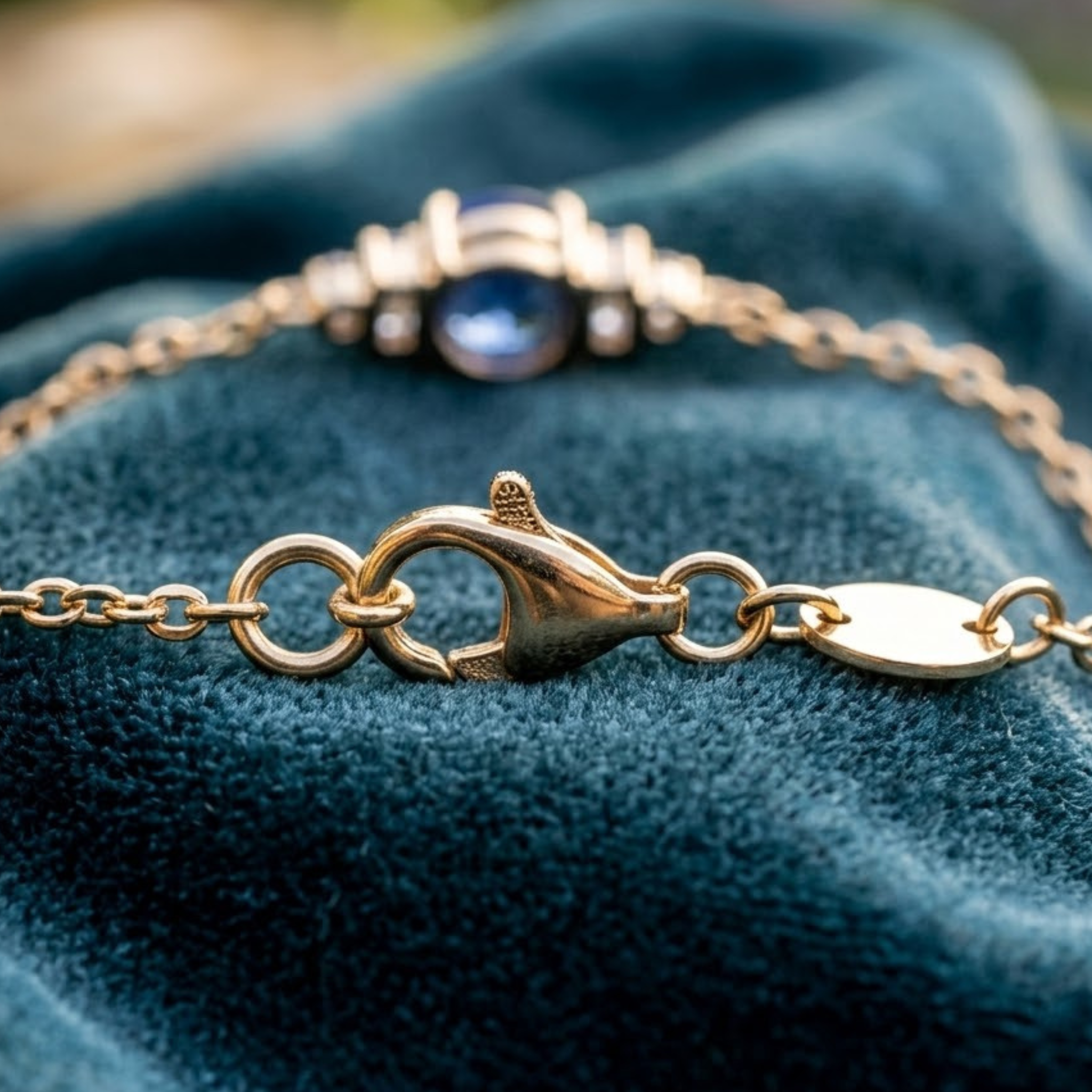 1.18 CTW Oval Blue Gemstone & Diamond Station Bracelet
