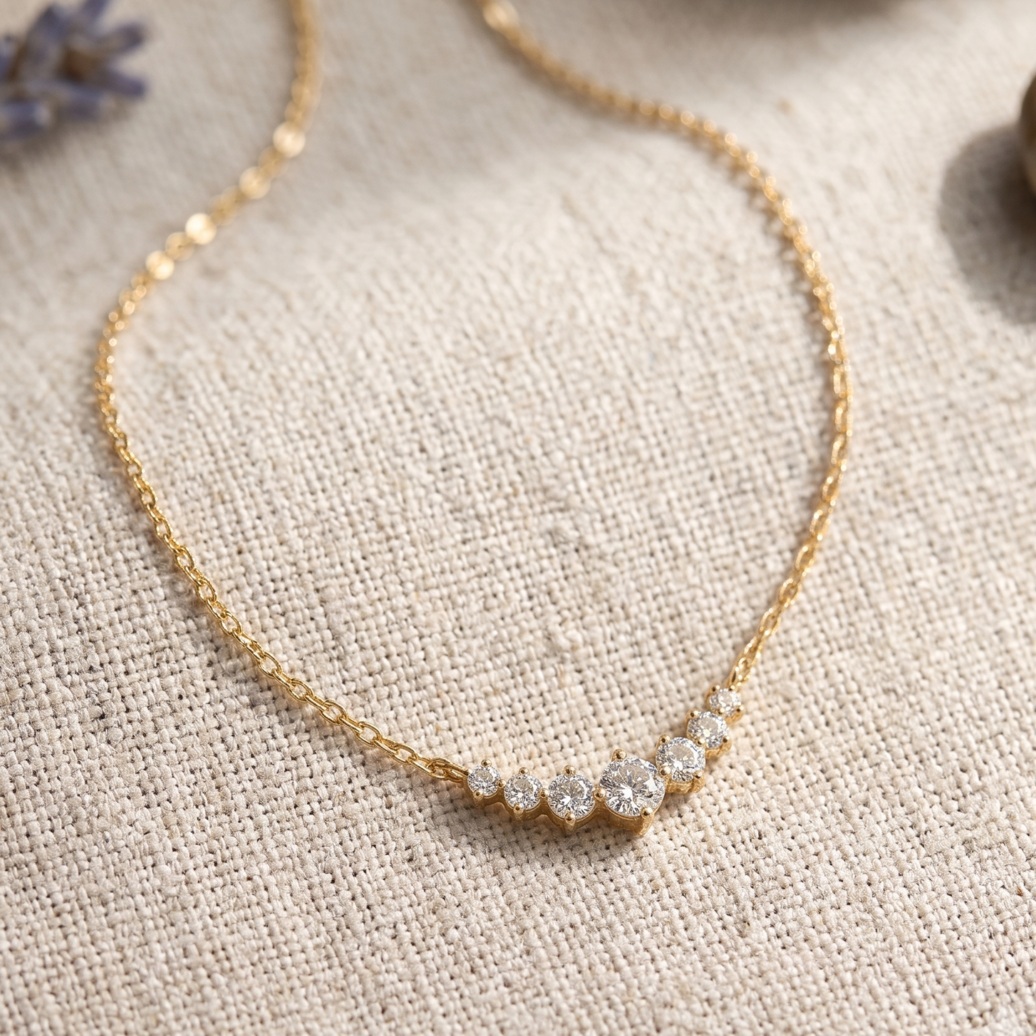 Lustre Barrel 0.59 CTW diamond bead necklace by Kiashaa Jewellery featuring 42 round diamonds in a polished white gold design.