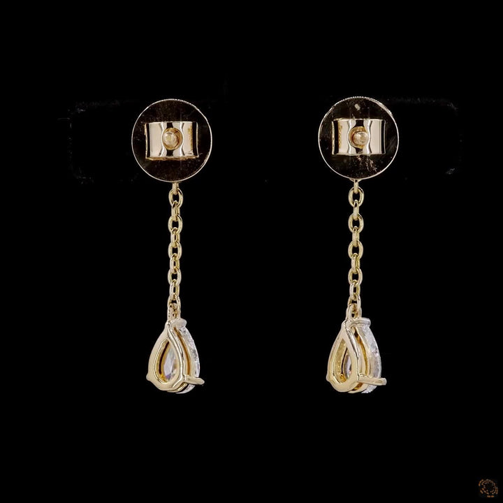 Marquise & Pear Diamond Drop Earrings in 9K, 14K & 18K Gold