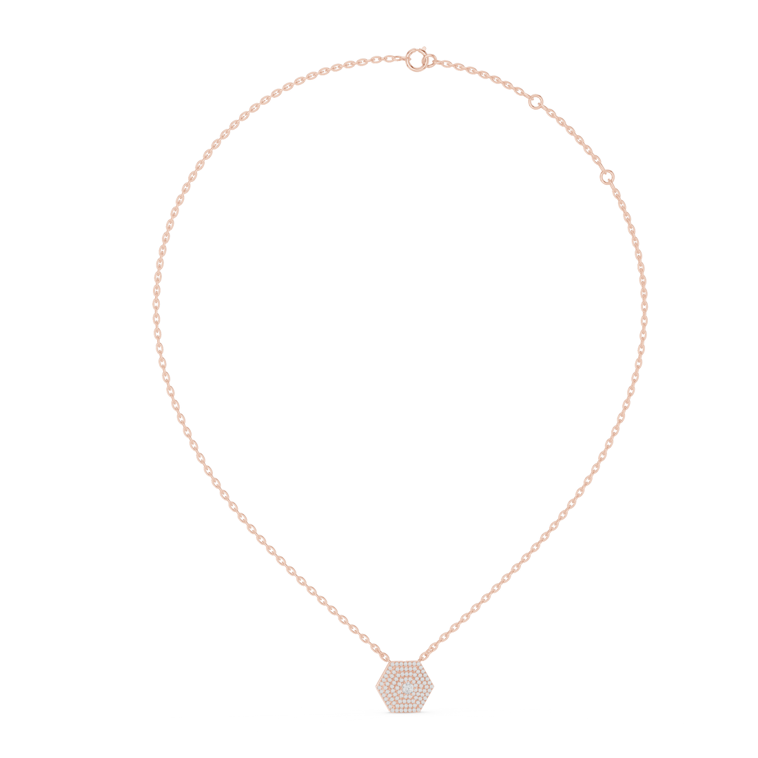 Hexagon Pavé Diamond Pendant | 14K & 18K Gold | IGI