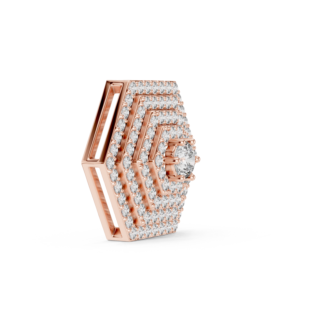 Hexagon Pavé Diamond Pendant | 14K & 18K Gold | IGI