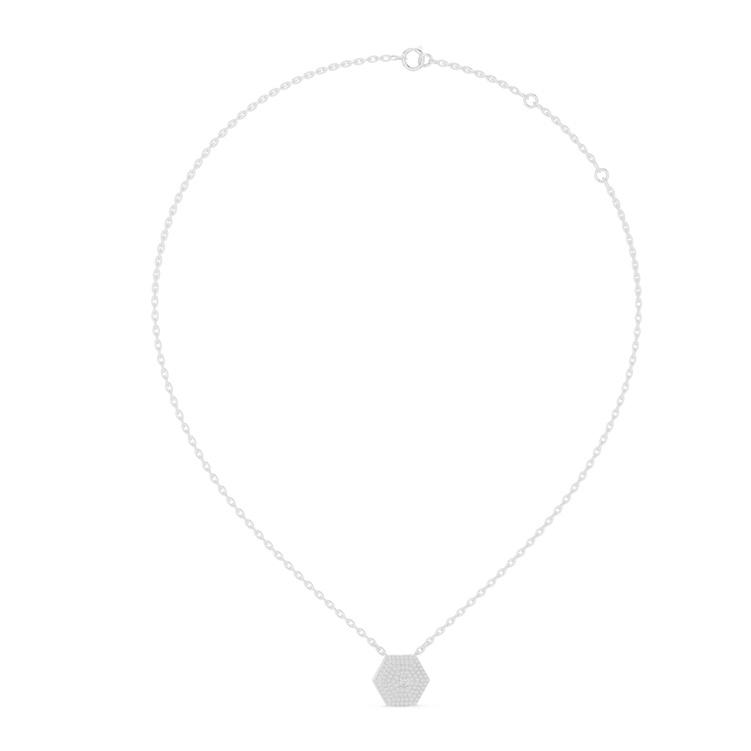 Hexagon Pavé Diamond Pendant | 14K & 18K Gold | IGI