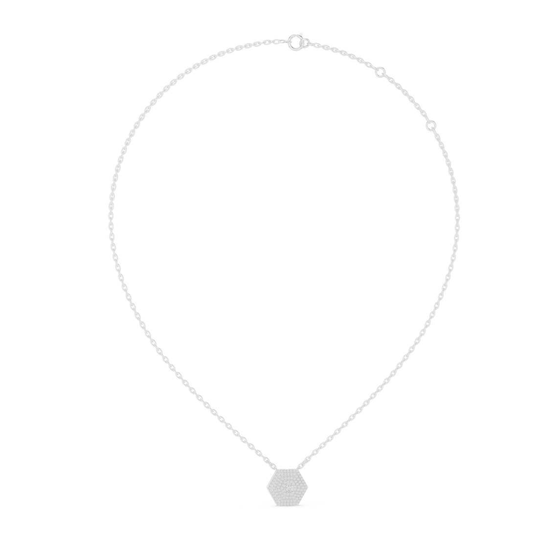 Hexagon Pavé Diamond Pendant | 14K & 18K Gold | IGI