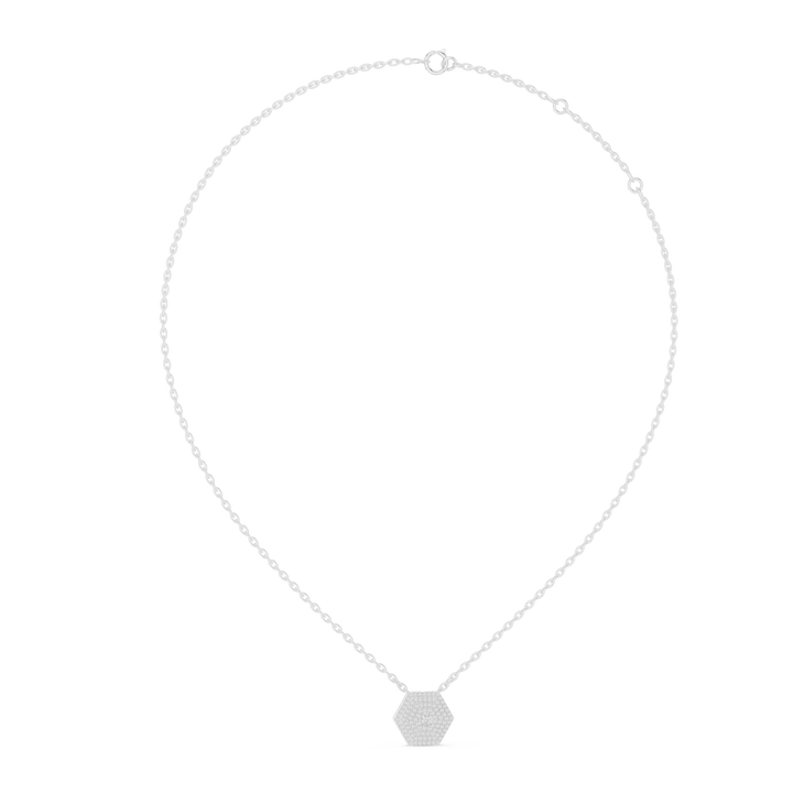 Hexagon Pavé Diamond Pendant | 14K & 18K Gold | IGI