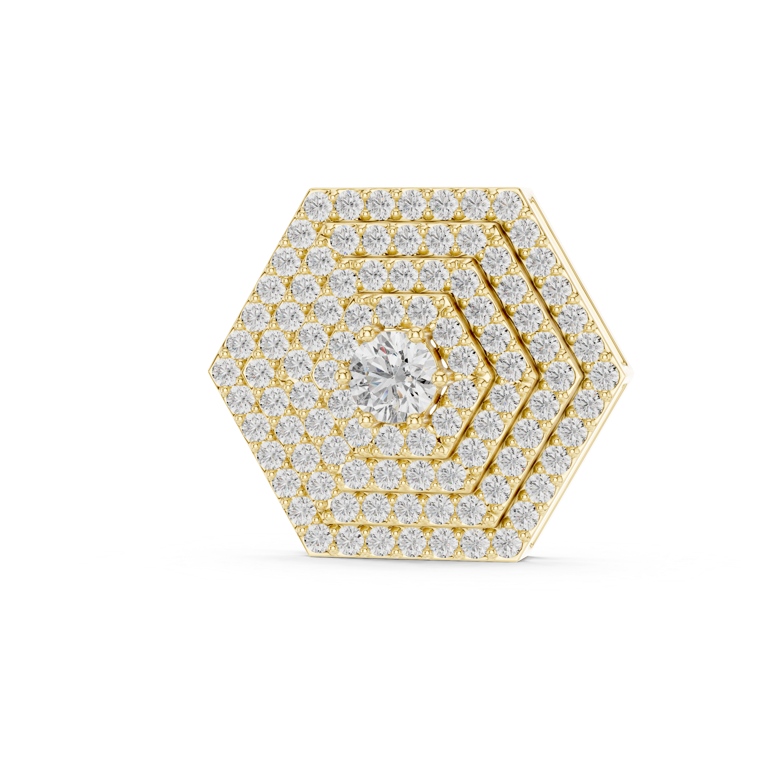 Hexagon Pavé Diamond Pendant | 14K & 18K Gold | IGI