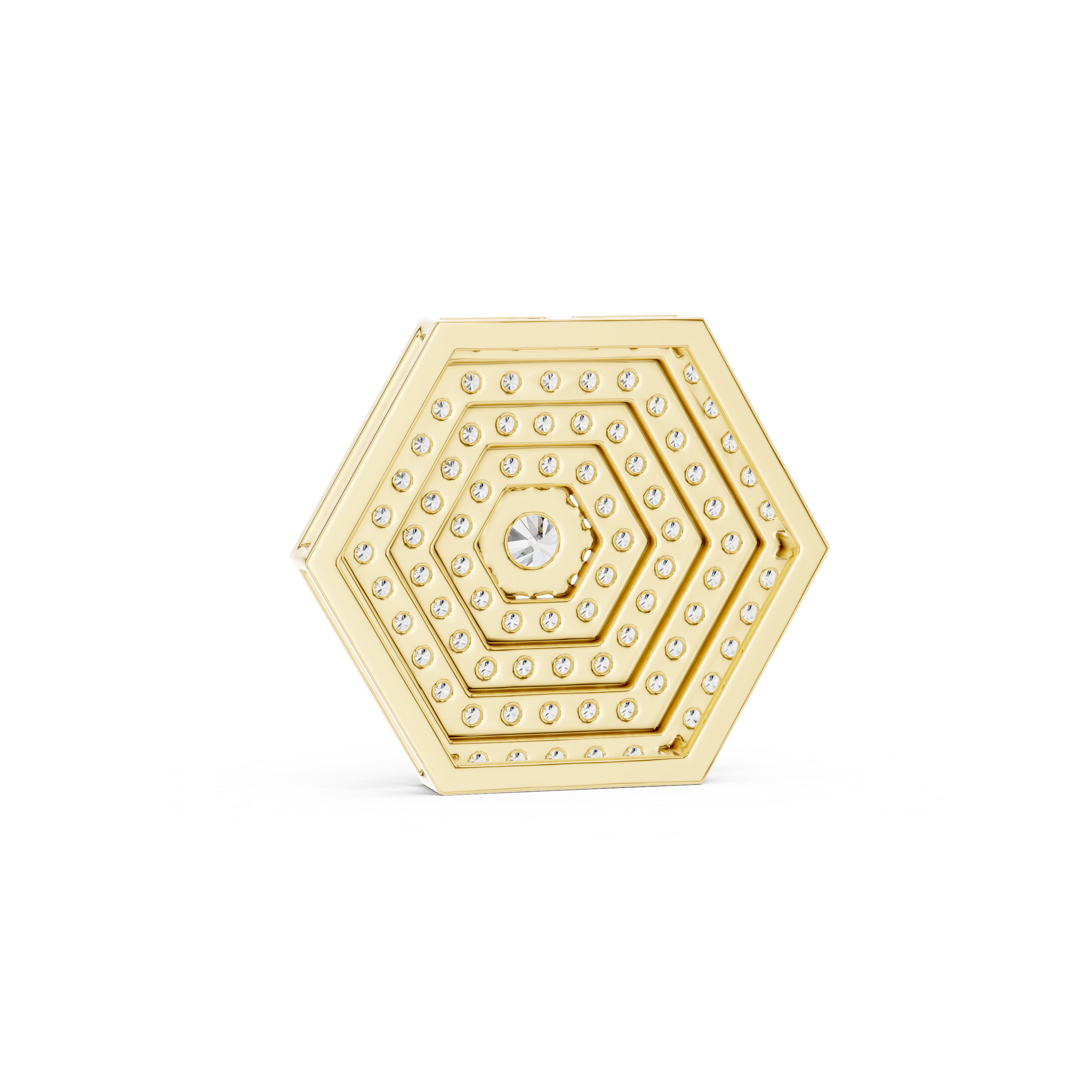 Hexagon Pavé Diamond Pendant | 14K & 18K Gold | IGI
