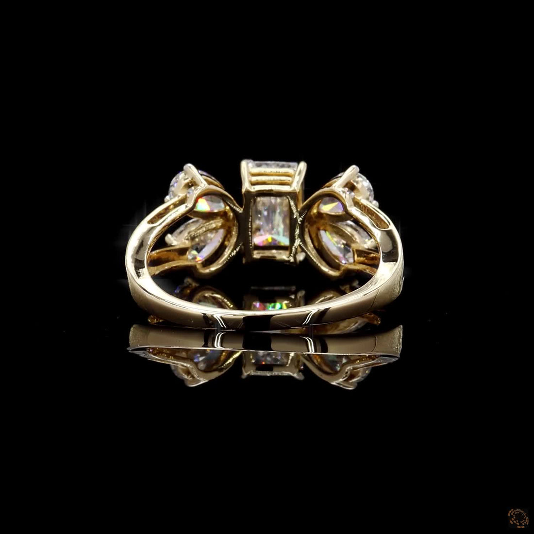 Radiant & Pear Diamond Floral Cluster Ring in 9K, 14K & 18K Gold