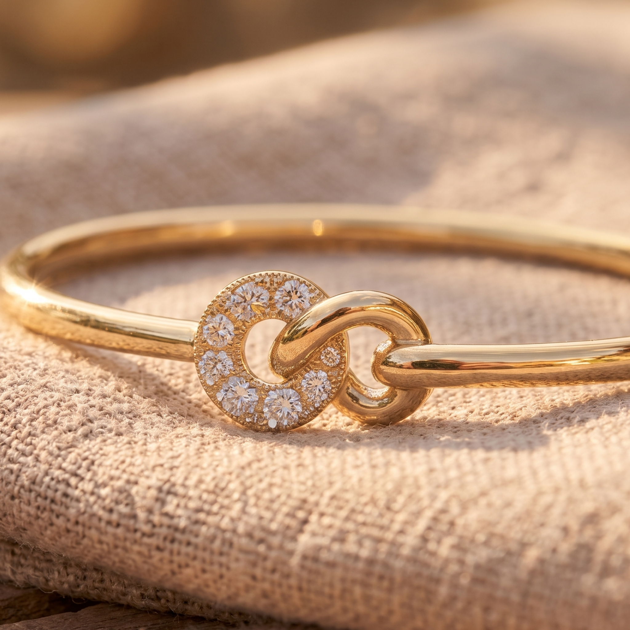 0.07 CTW Round Lab-Grown Diamond Interlocking Bangle Bracelet