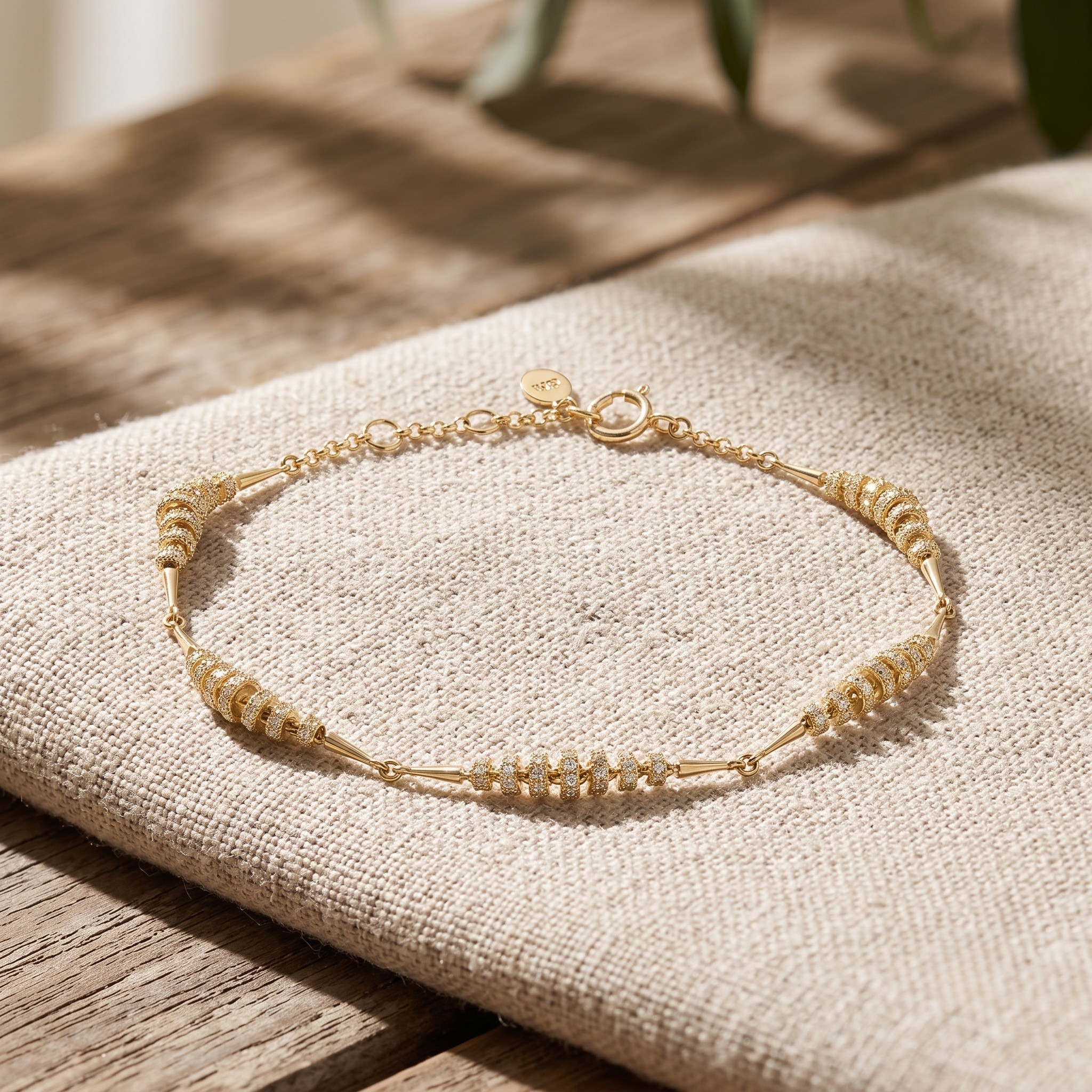 Kiashaa Jewellery 2.55 CTW round diamond station bracelet in polished yellow gold.