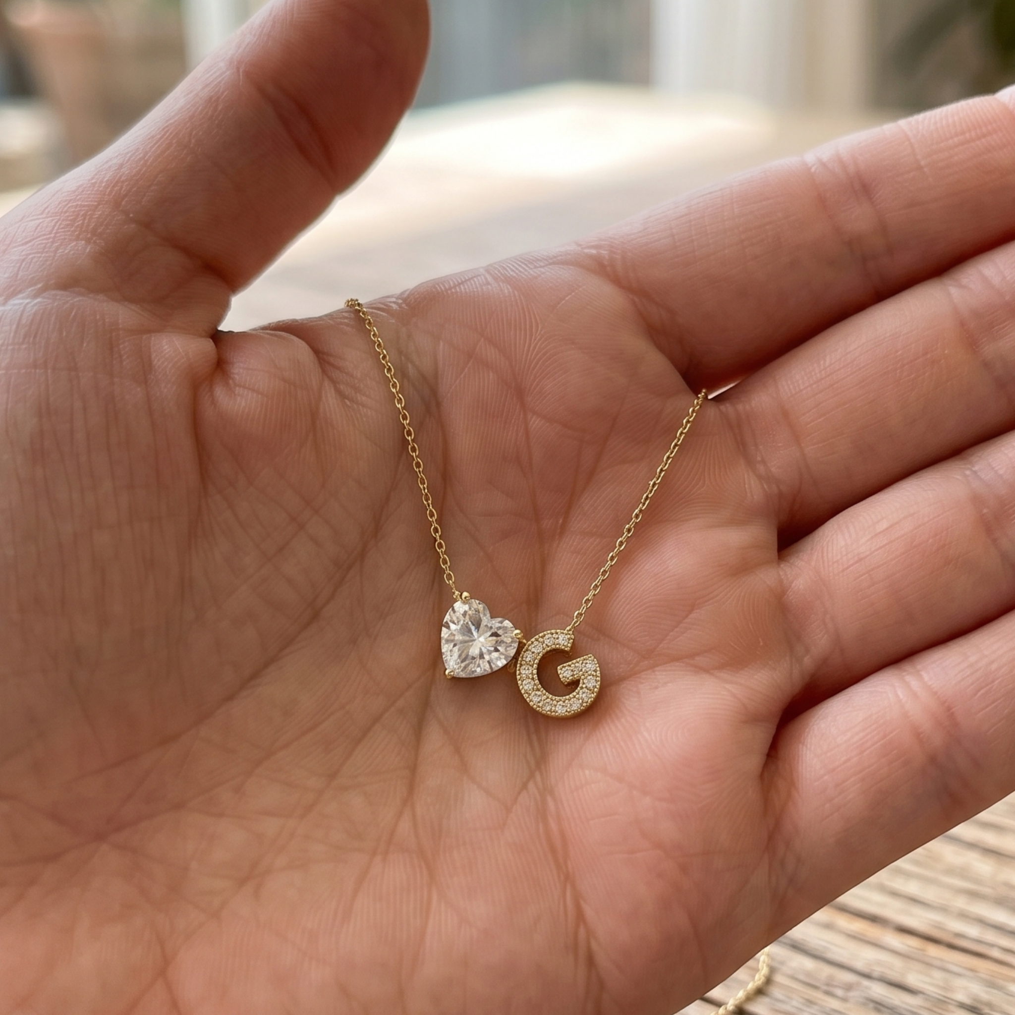 Amour Initial 1.15 CTW Heart Diamond & Custom Letter Necklace in 9K, 14K & 18K Gold