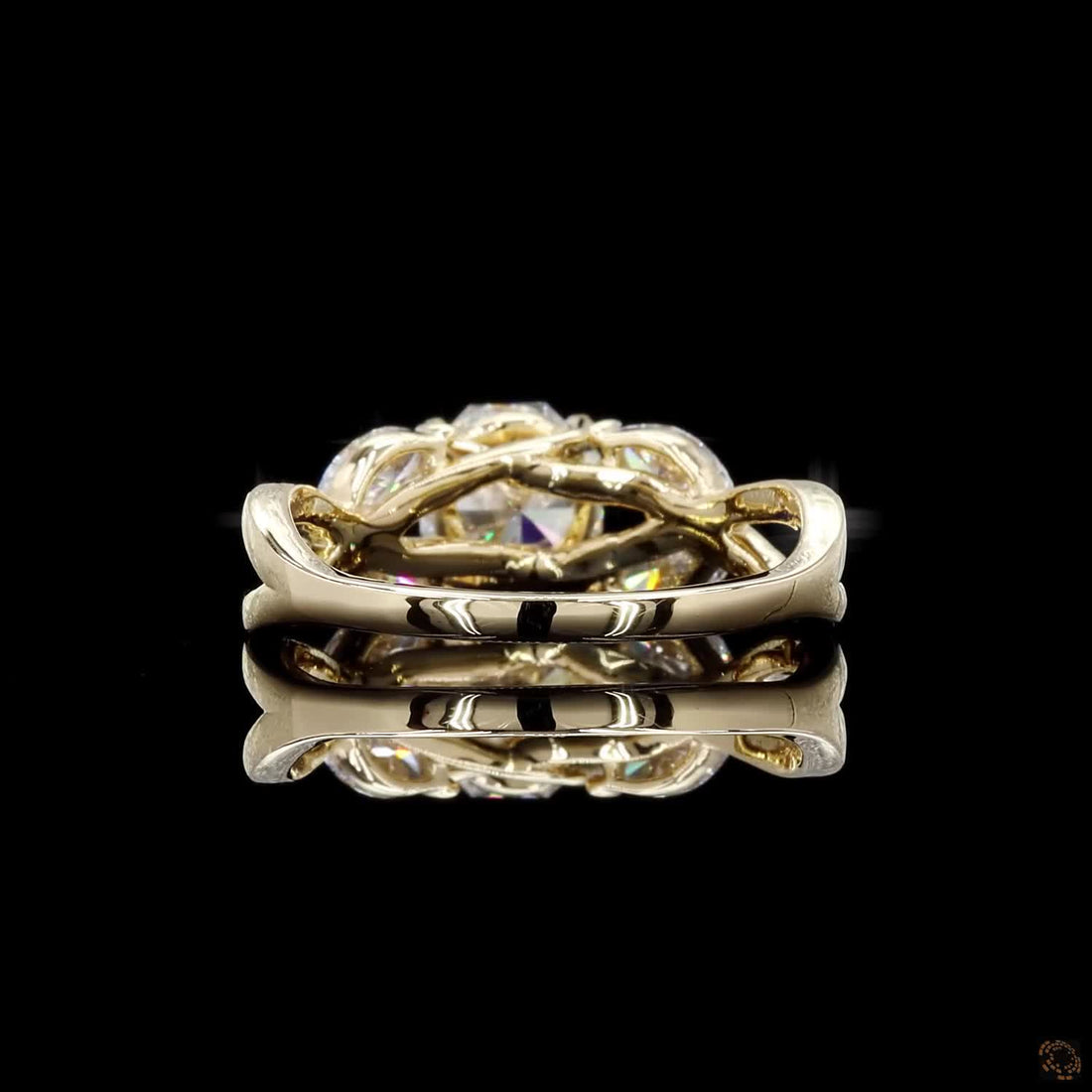 Cushion & Pear Diamond Floral Cluster Ring in 9K, 14K & 18K Gold